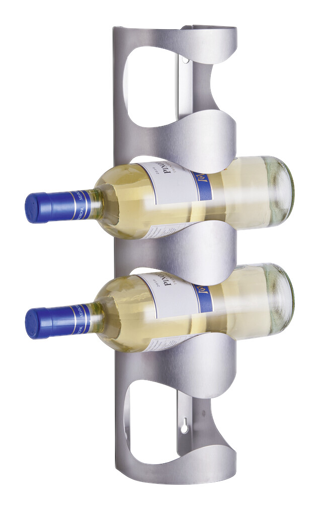 Zeller Wand-Flaschenhalter silber Edelstahl B/H/T: ca. 12x45x10 cm