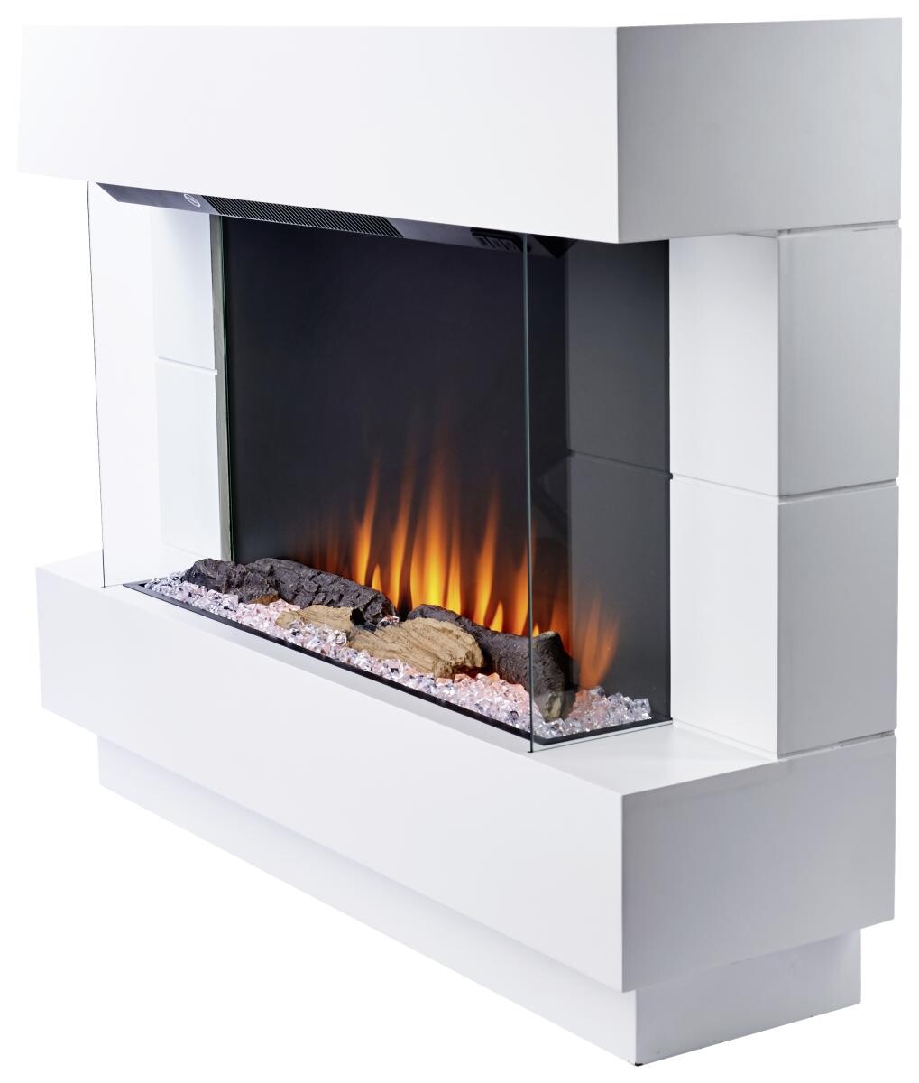 BHP Elektrischer-Kamin B992220 weiß Kunststoff Metall Glas B/H/T: ca. 100x78x27 cm