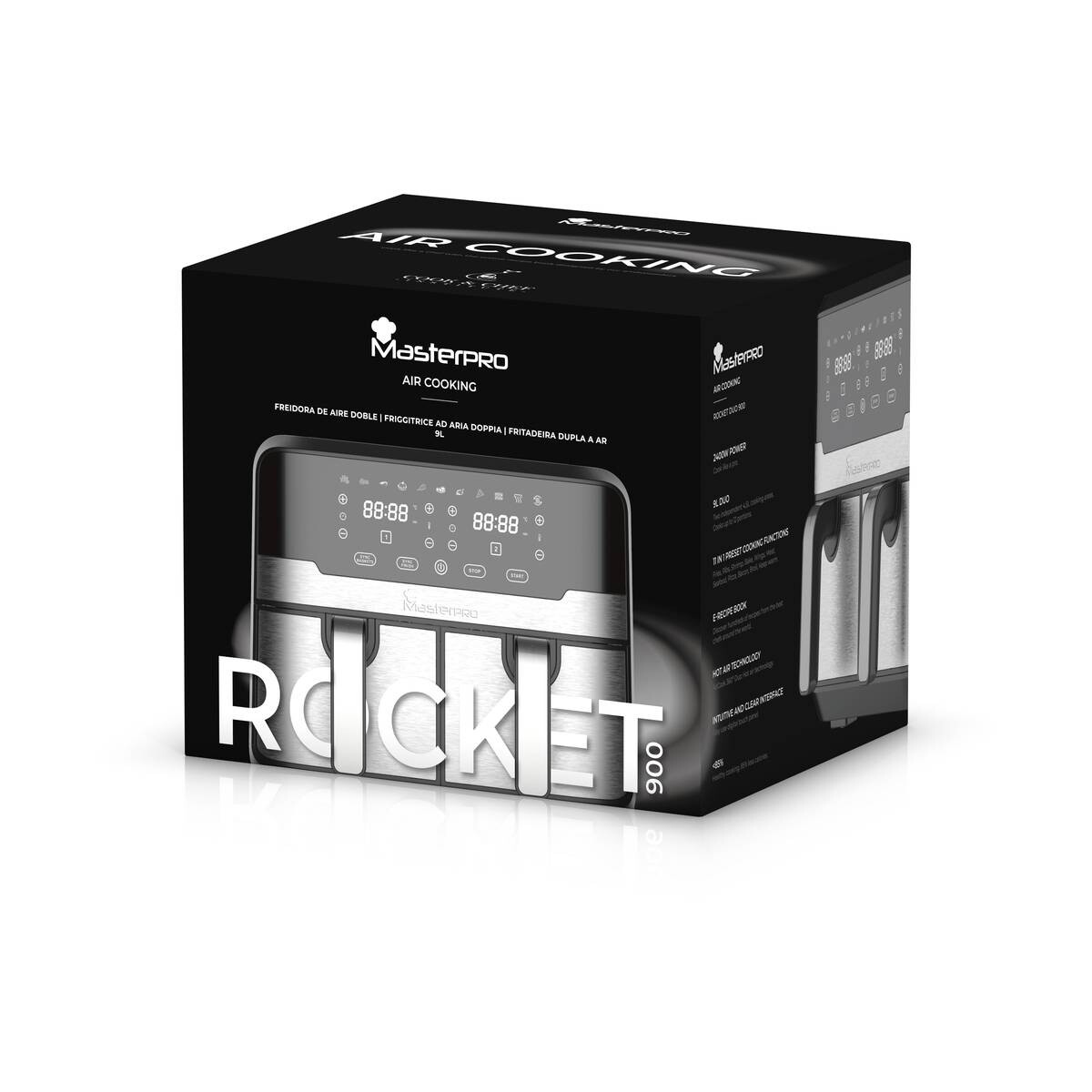 MASTERPRO Heißluftfritteuse Doppelbehälter BGMP-9178-BK silber Metall B/H/T: ca. 45x35,5x38 cm ca. 9 l MASTERPRO Heißluftfritteuse Doppelbehälter BGMP-9178-BK silber Metall B/H/T: ca. 45x35,5x38 cm ca. 9 l