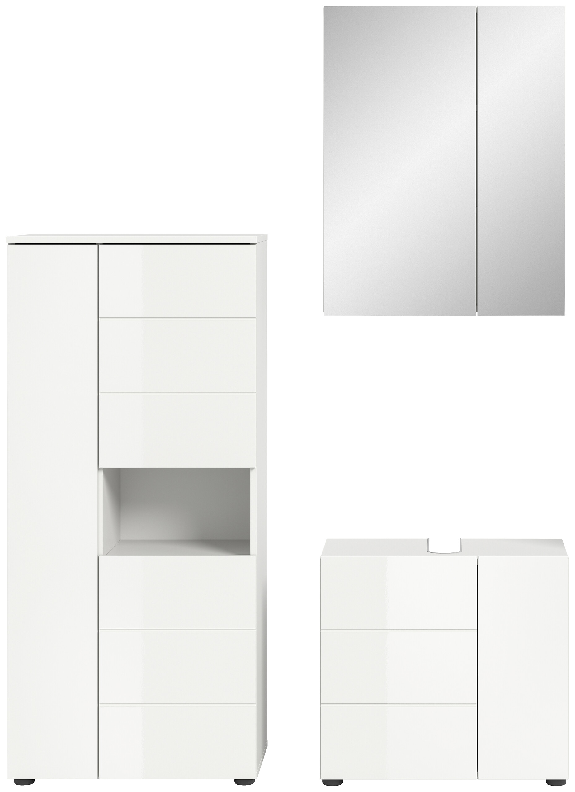 Badezimmer-Set VIRA weiß weiß Hochglanz B/H/T: ca. 135x190x34 cm