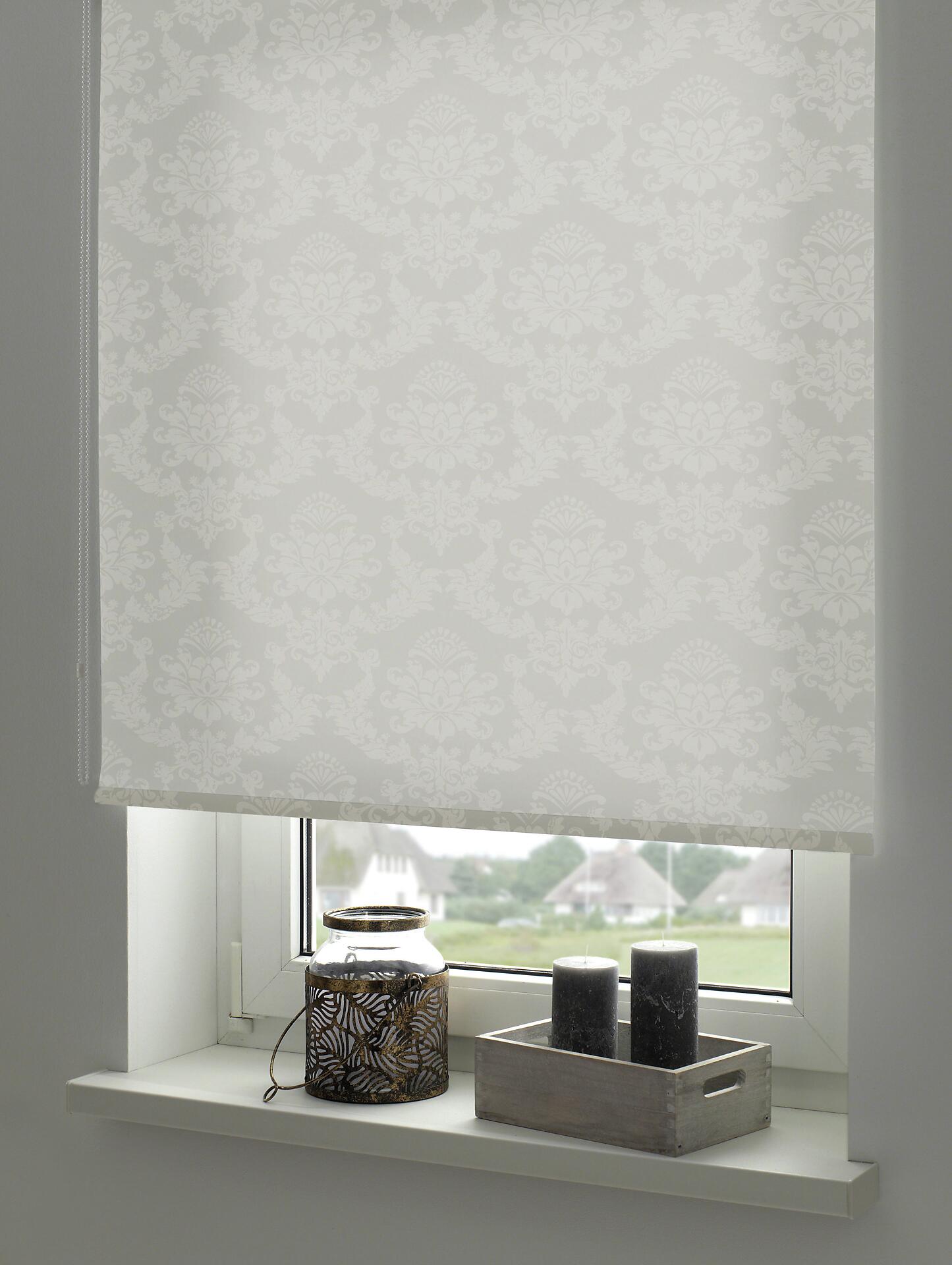 Boviva Seitenzugrollo Tageslichtqualität Ornament weiß B/L: ca. 82x175 cm