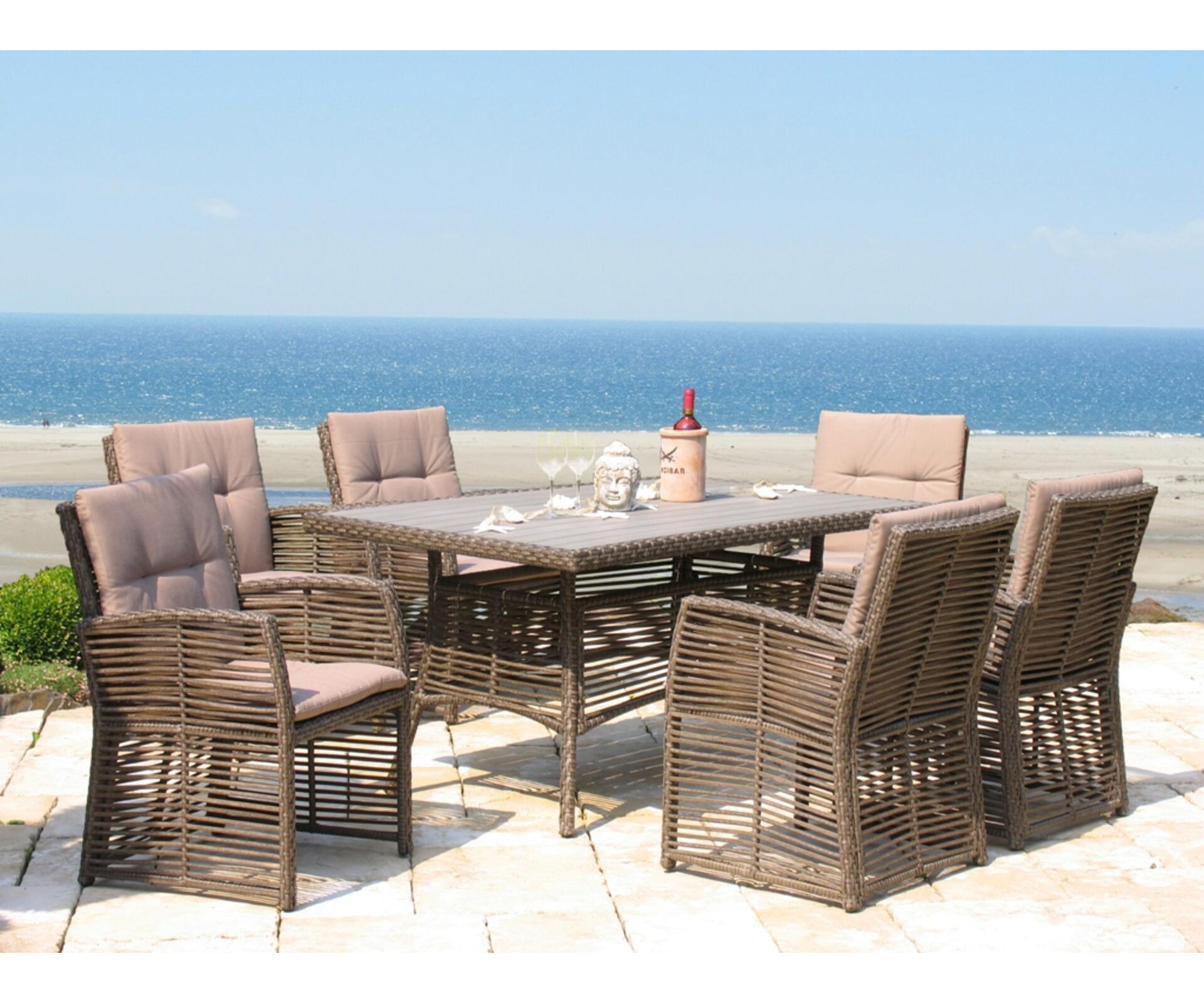 Grasekamp Gartentisch Valencia braun Polyrattan B/H/L: ca. 97x74x153 cm