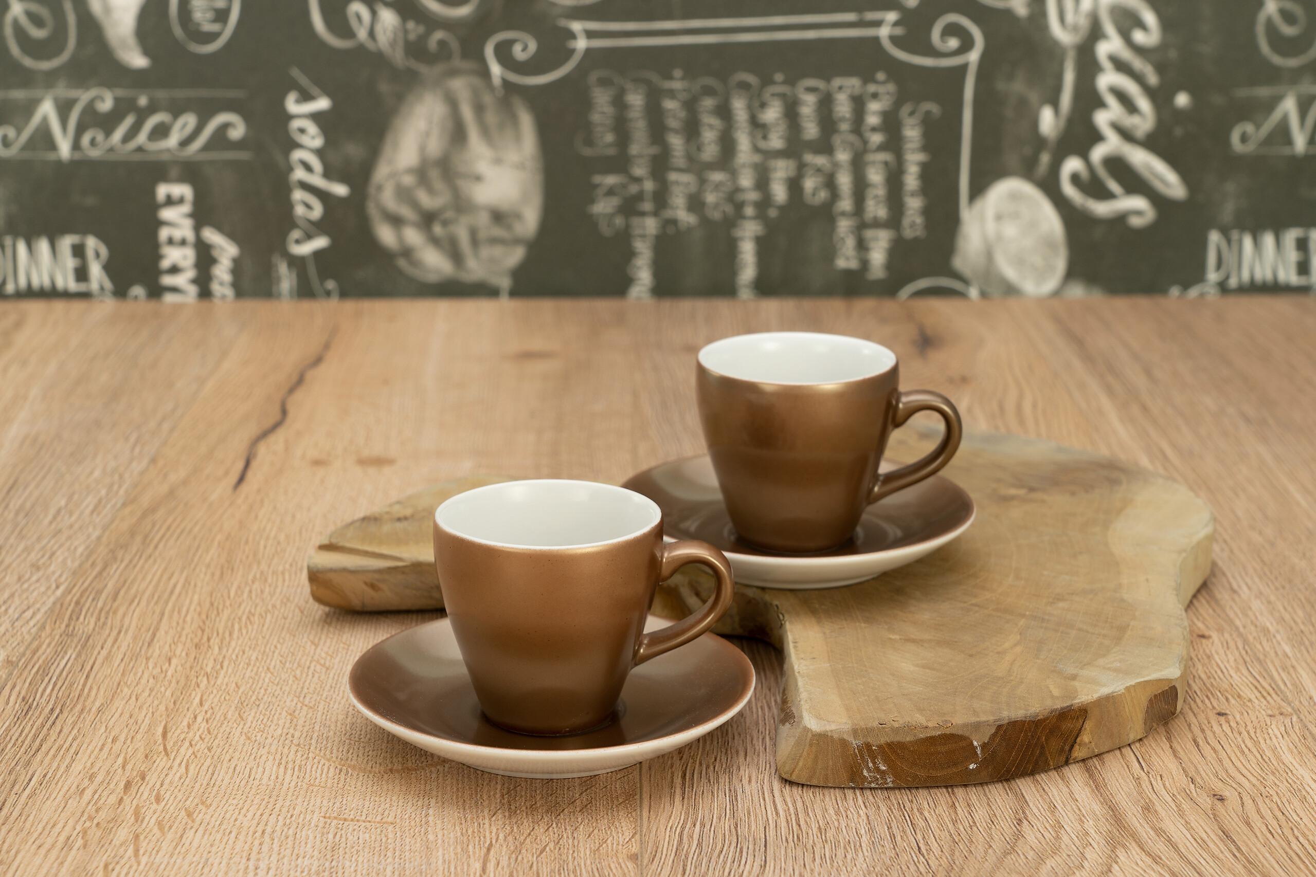 CreaTable Espressotassenset Golden Days gold Steinzeug 4 tlg.