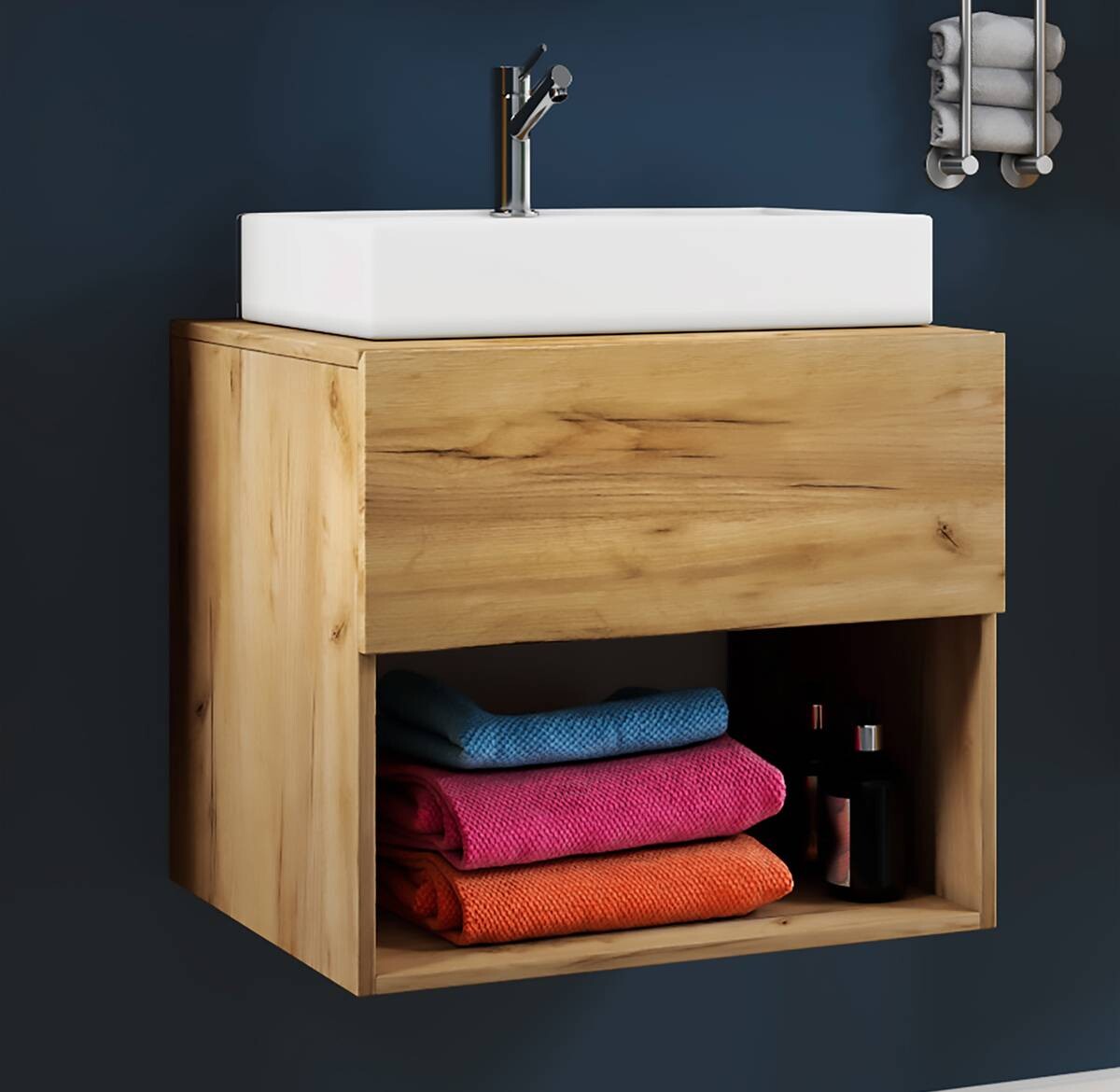 Badblock 2tlg-Lendas weiß Eiche Honig Nachbildung B/H/T: ca. 60x69x52 cm