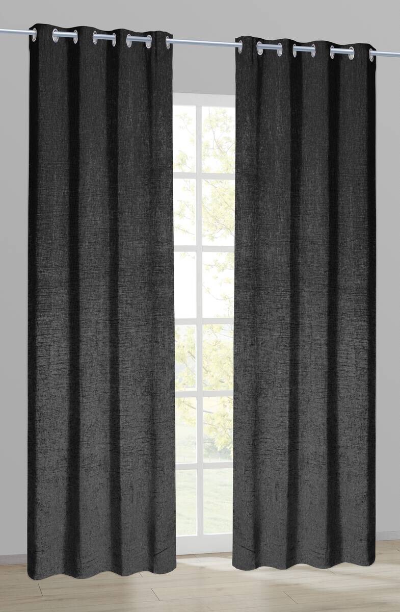Ösenvorhang Chenille schwarz B/L: ca. 140x245 cm