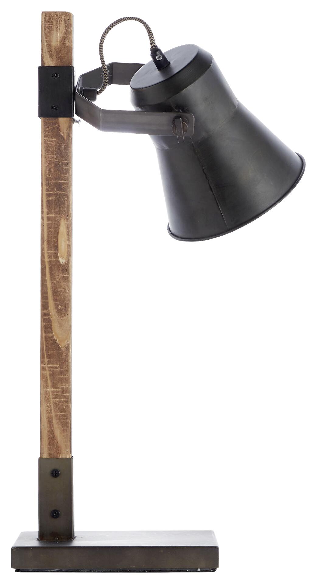 Brilliant Tischleuchte Plow schwarz braun Metall Holz B/H/T: ca. 29x55x16 cm E27 1 Brennstellen