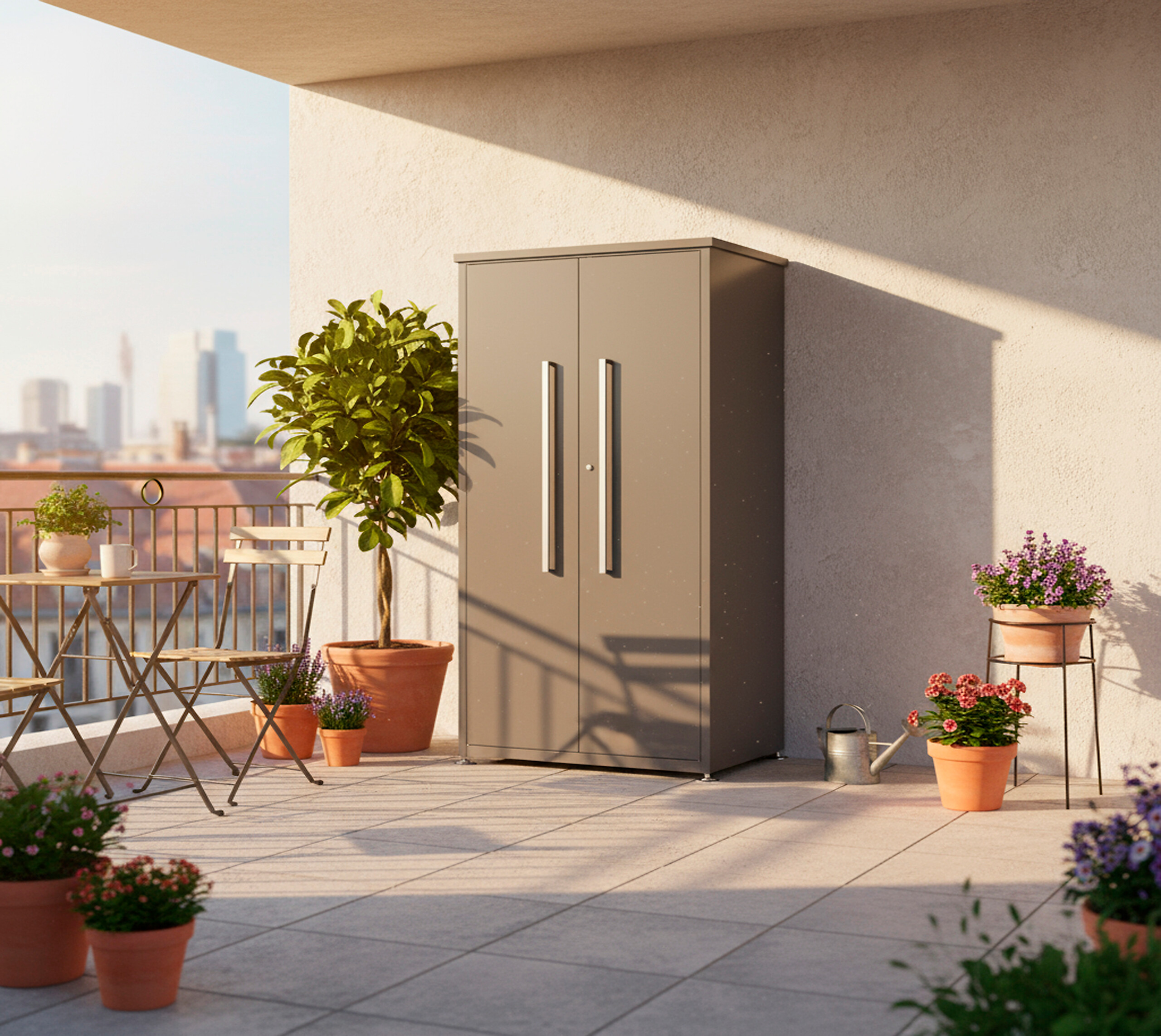 Westmann Gartenschrank Capsa anthrazit Stahl B/H/L: ca. 90x187x65 cm