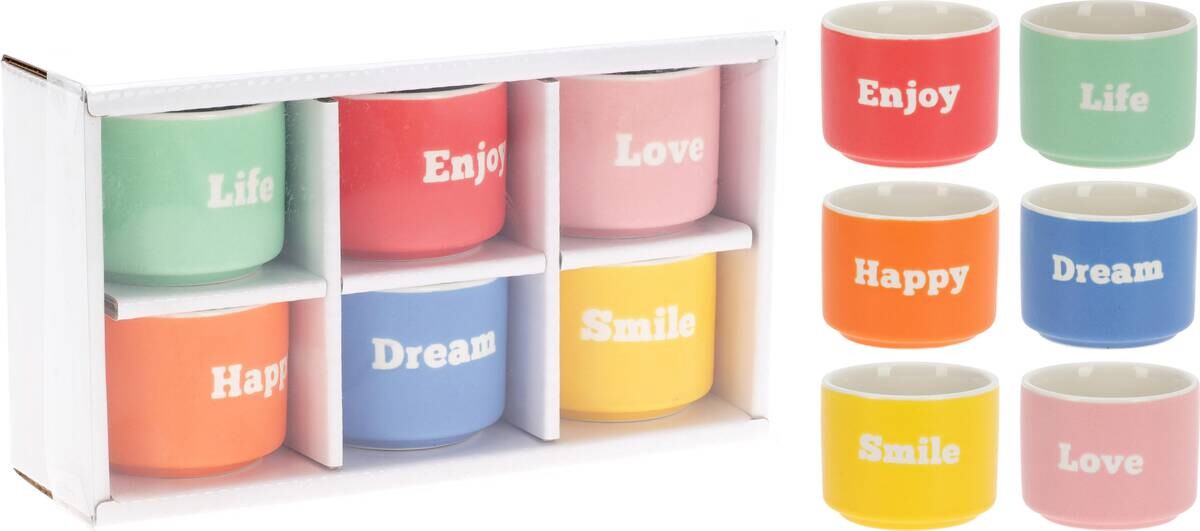 Becherset mehrfarbig Porzellan 6 tlg.