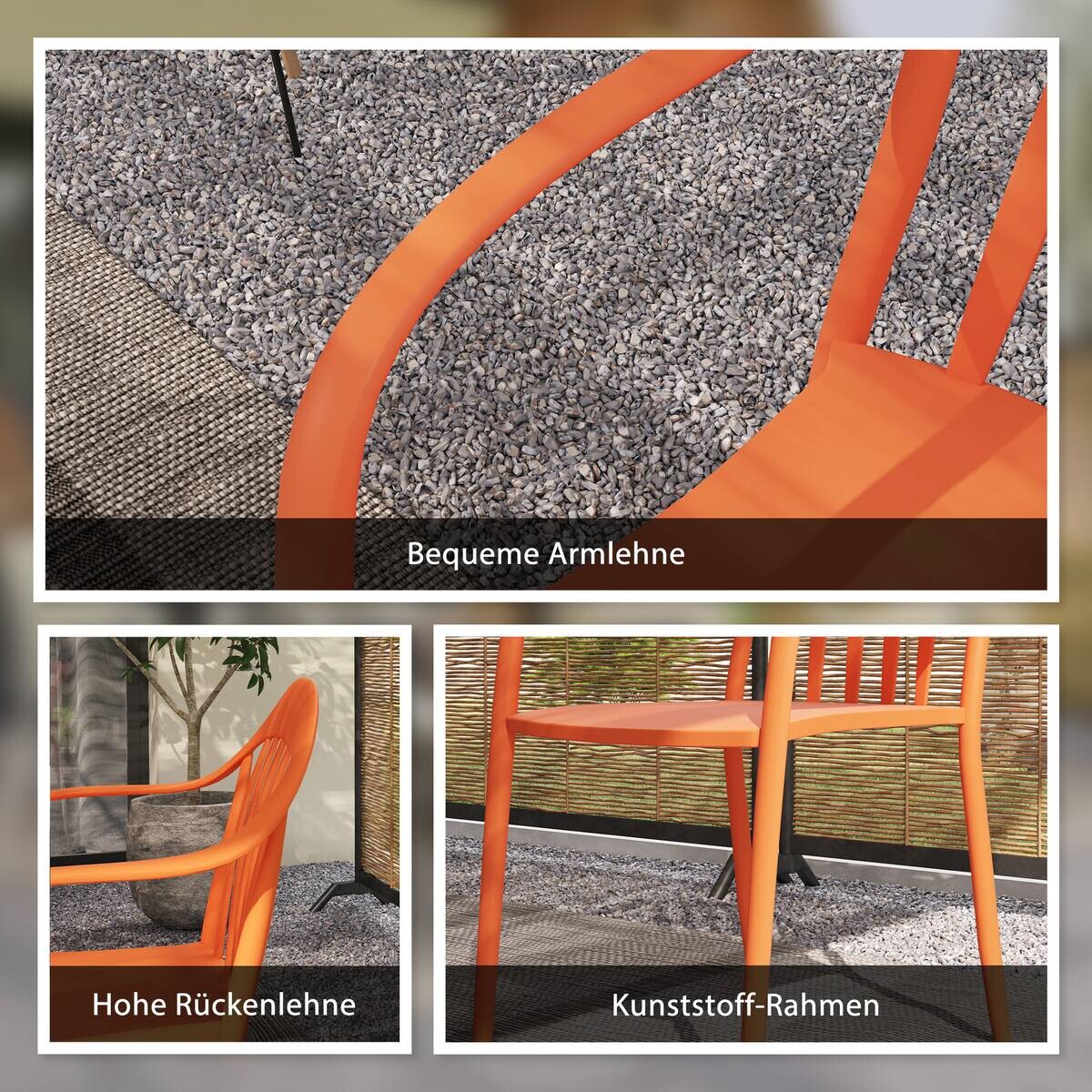 Outsunny Balkonstuhl 4er Set rot Metall B/H/L: ca. 54x78x57 cm