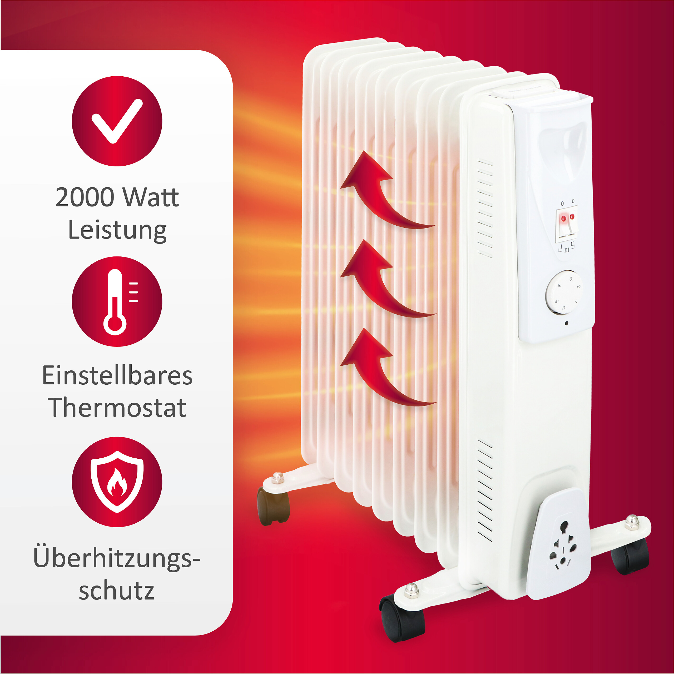 Ölradiator weiß Metall B/H/T: ca. 40x55x23,5 cm ca. 2000 W