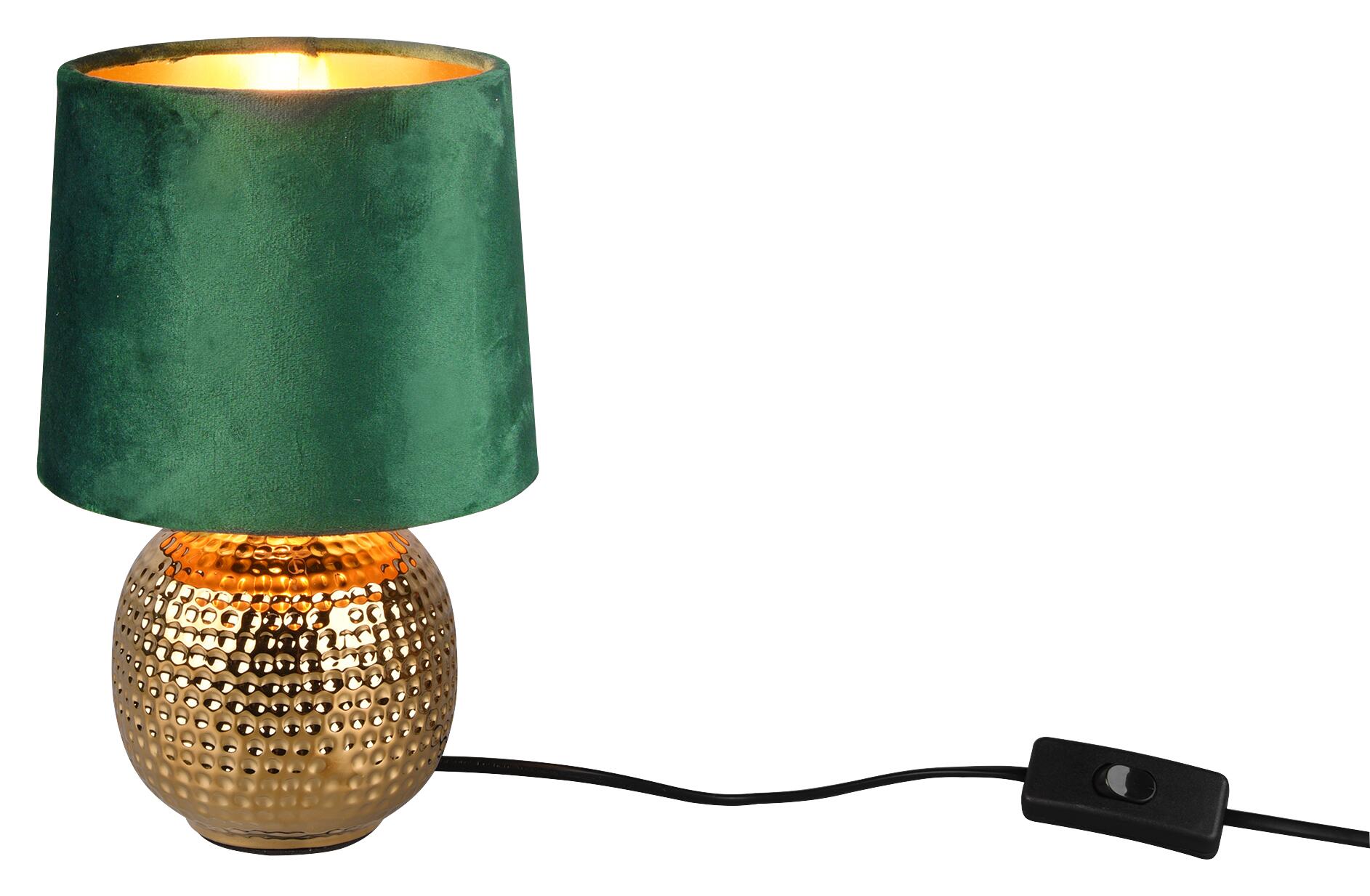 Reality Tischleuchte Sophia grün gold Keramik Samt H/D: ca. 26x16 cm E14 1 Brennstellen