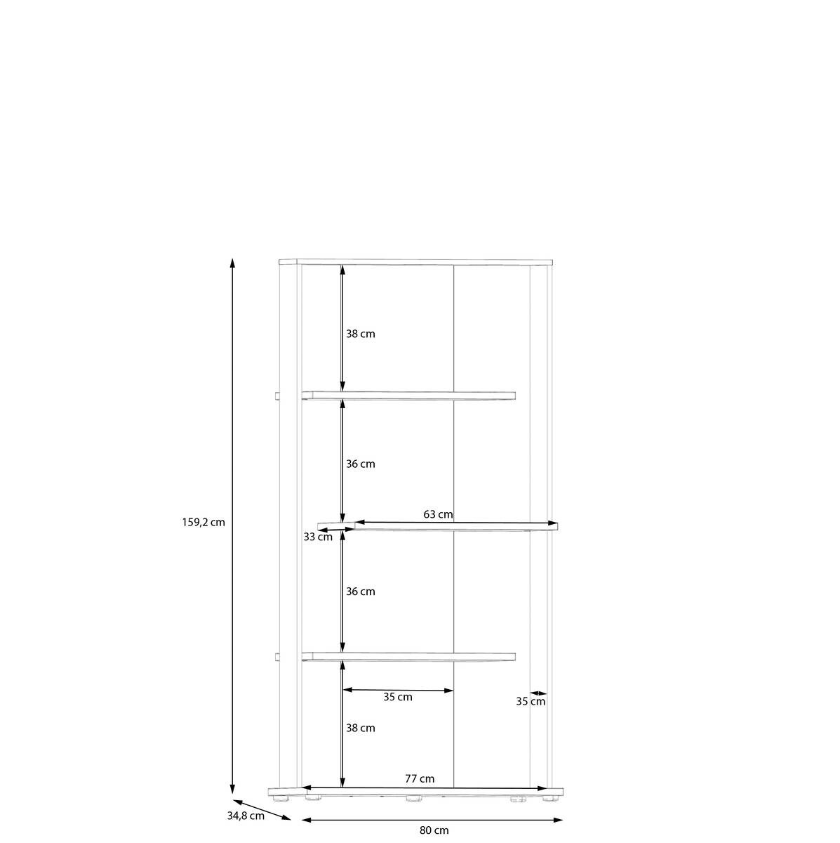 Regal Eiche Artisan Nachbildung schwarz B/H/T: ca. 80x159x35 cm