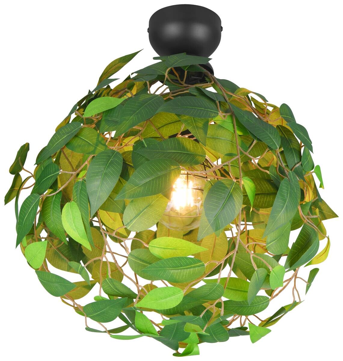 Reality Deckenleuchte Leavy schwarz grün Metall H/D: ca. 58x38 cm E27 1 Brennstellen