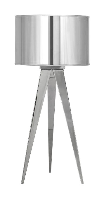 Näve Leuchten Hockerleuchte Chrom Holz Stoff H/D: ca. 62x28 cm 1 Brennstellen