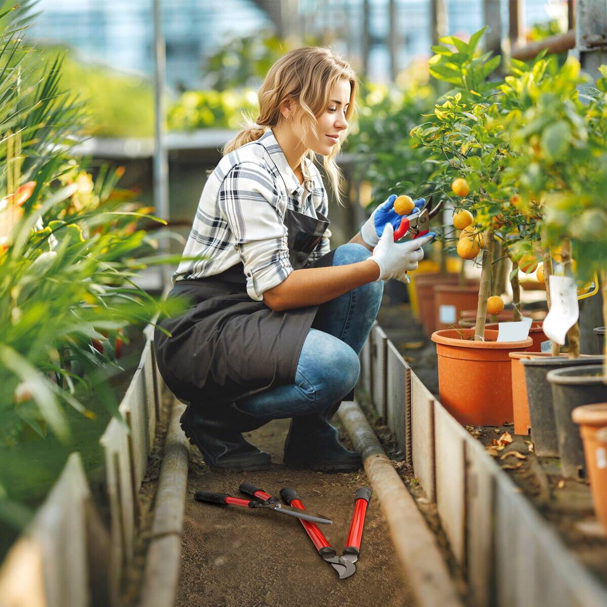 Outsunny Gartenwerkzeug-Set rot Kunststoff B/H/L: ca. 20x2,4x65 cm