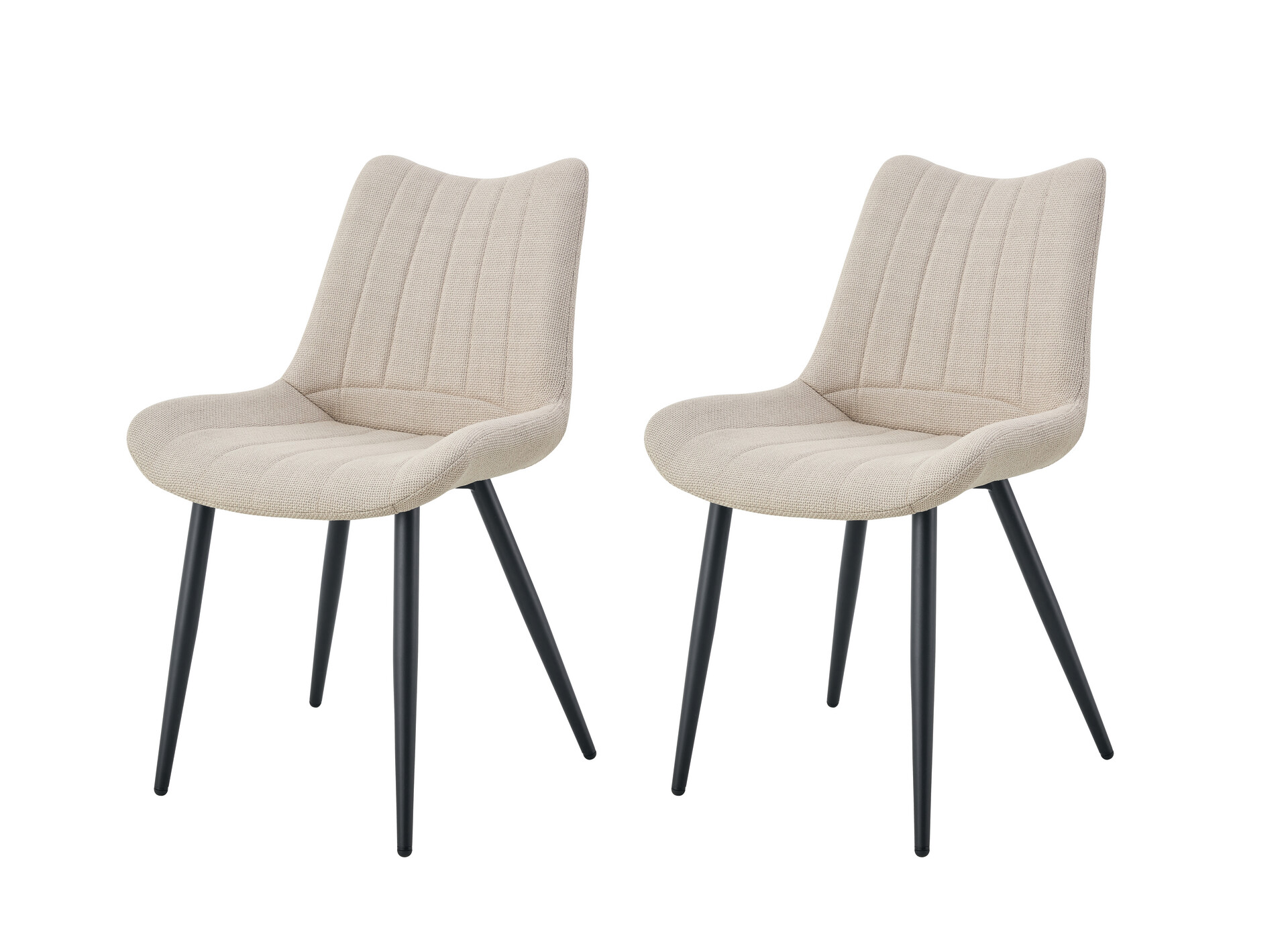 Stuhl LOTTA, 2er Set creme schwarz Webstoff B/H/T: ca. 53x86x59 cm