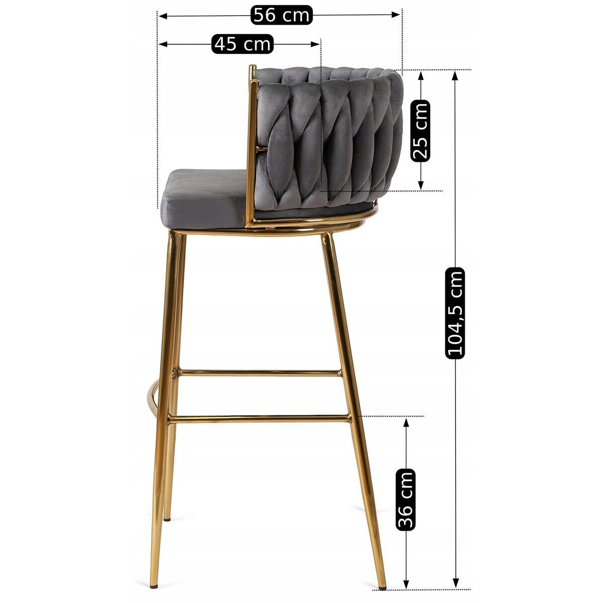 Barhocker FLORES grau Velourstoff B/H/T: ca. 60x104,5x56 cm