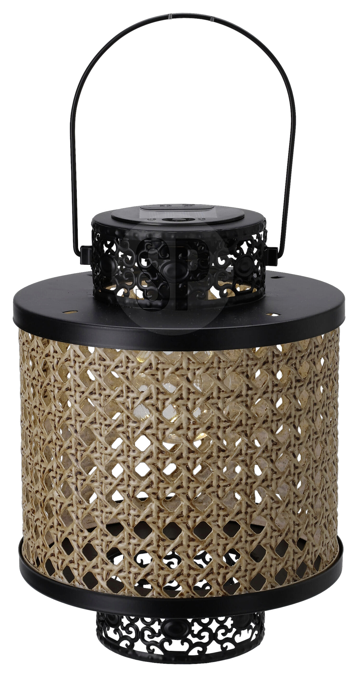 Solarlaterne schwarz Metall B/H/L: ca. 21x18x24 cm