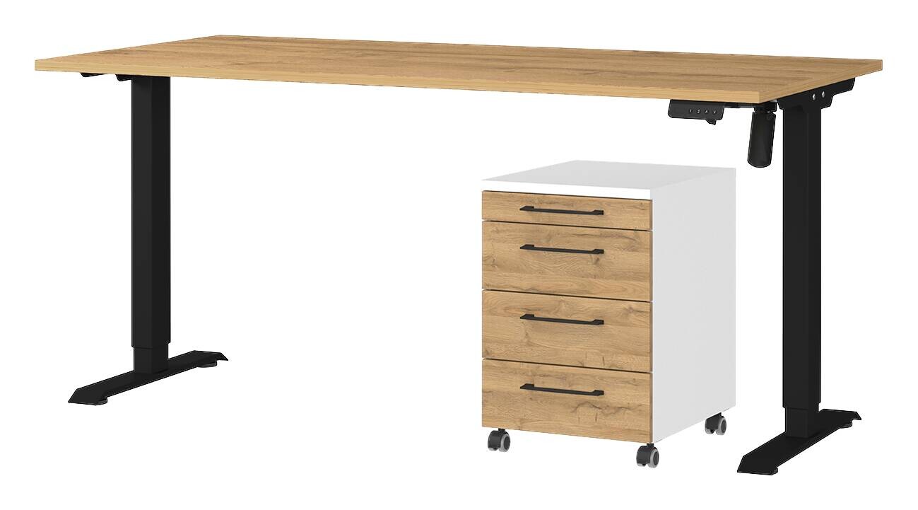 Büro-Sets 9750-559 Eiche Grand-Son Nachbildung weiß schwarz B/H/T: ca. 217x119x80 cm