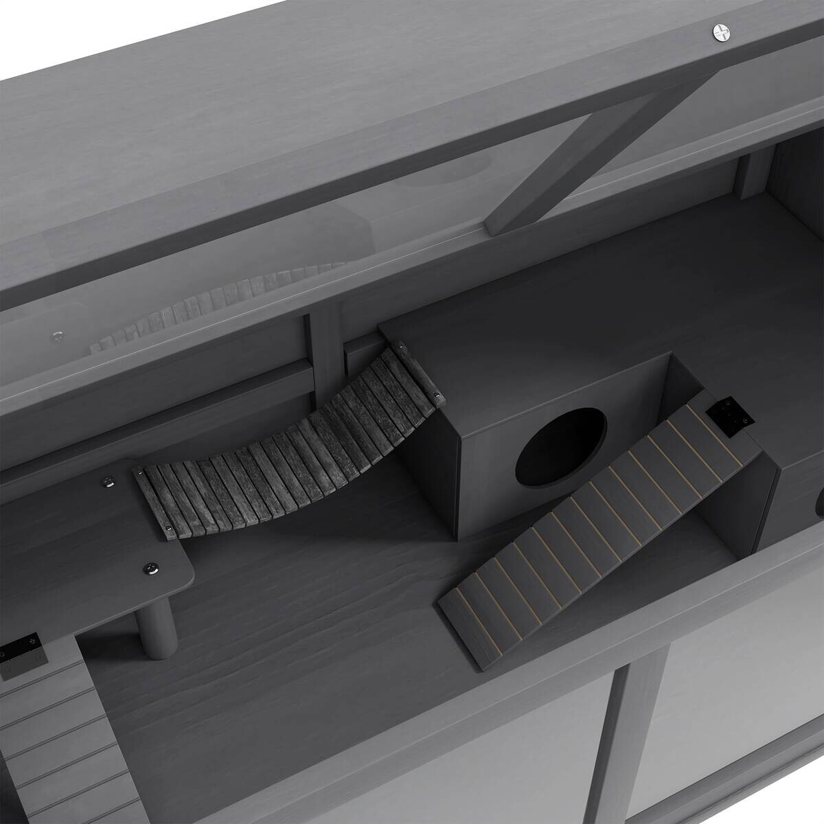 PawHut Tier-Zubehör dunkelgrau Edelstahl B/H/L: ca. 52x100x50 cm