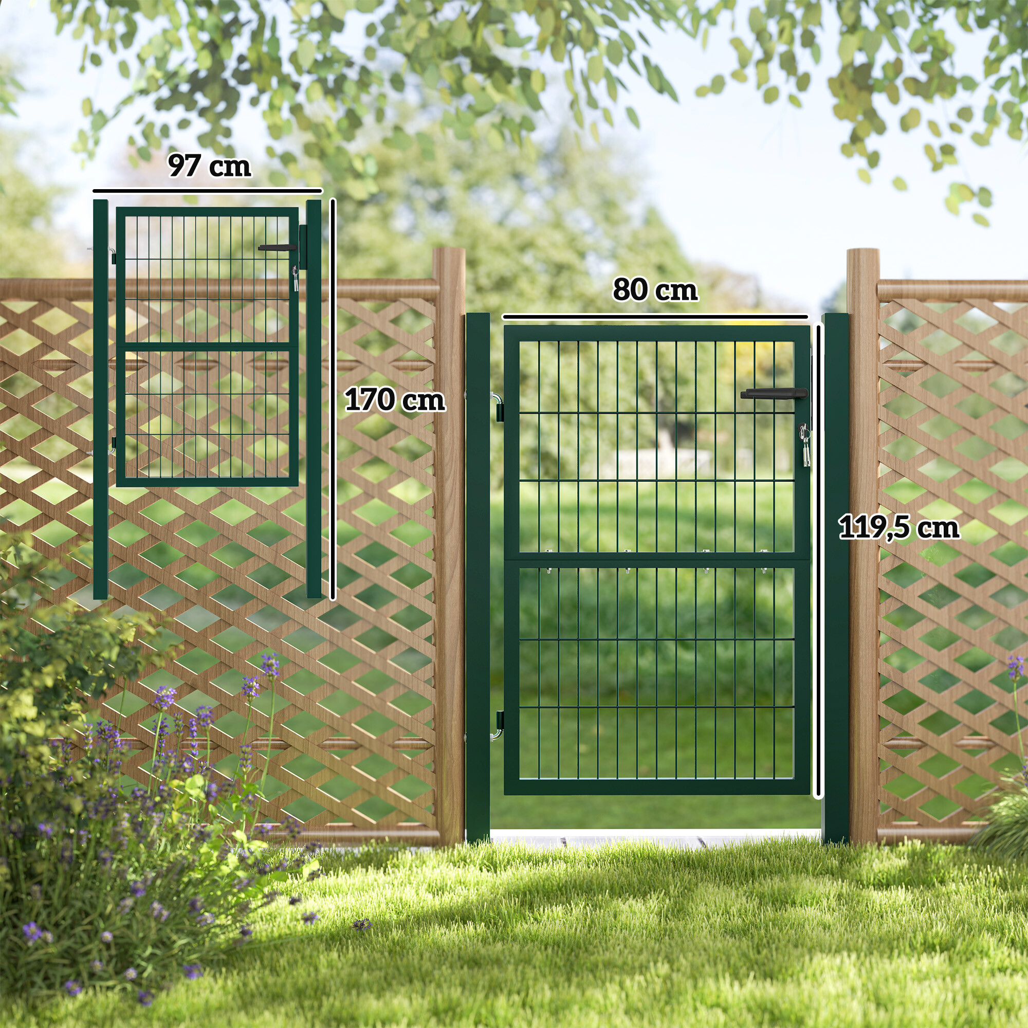 Outsunny Gartentor grün Kunststoff B/H/L: ca. 6x170x97 cm