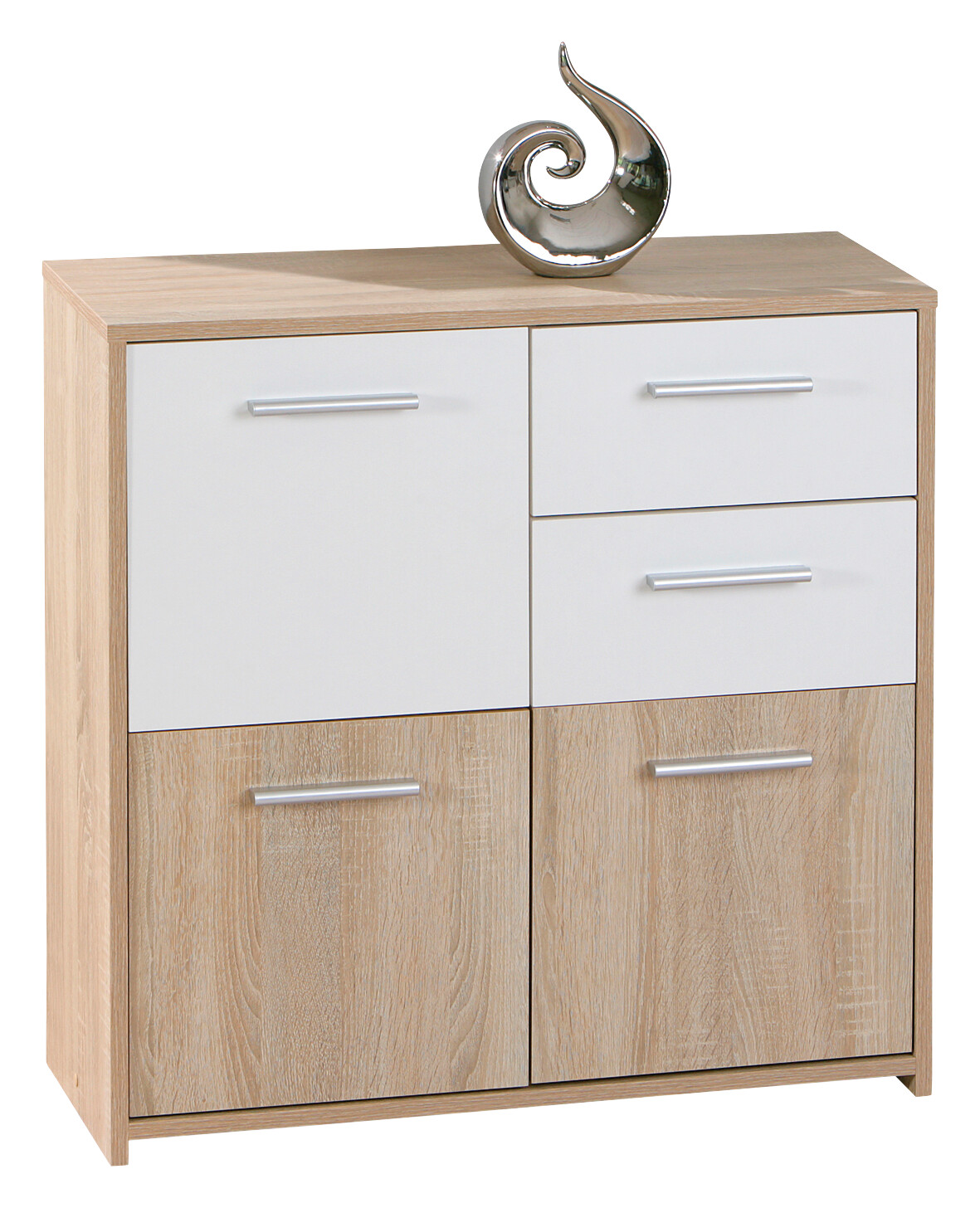 Kommode Eboli Eiche Sonoma Nachbildung weiß B/H/T: ca. 77x77x30 cm