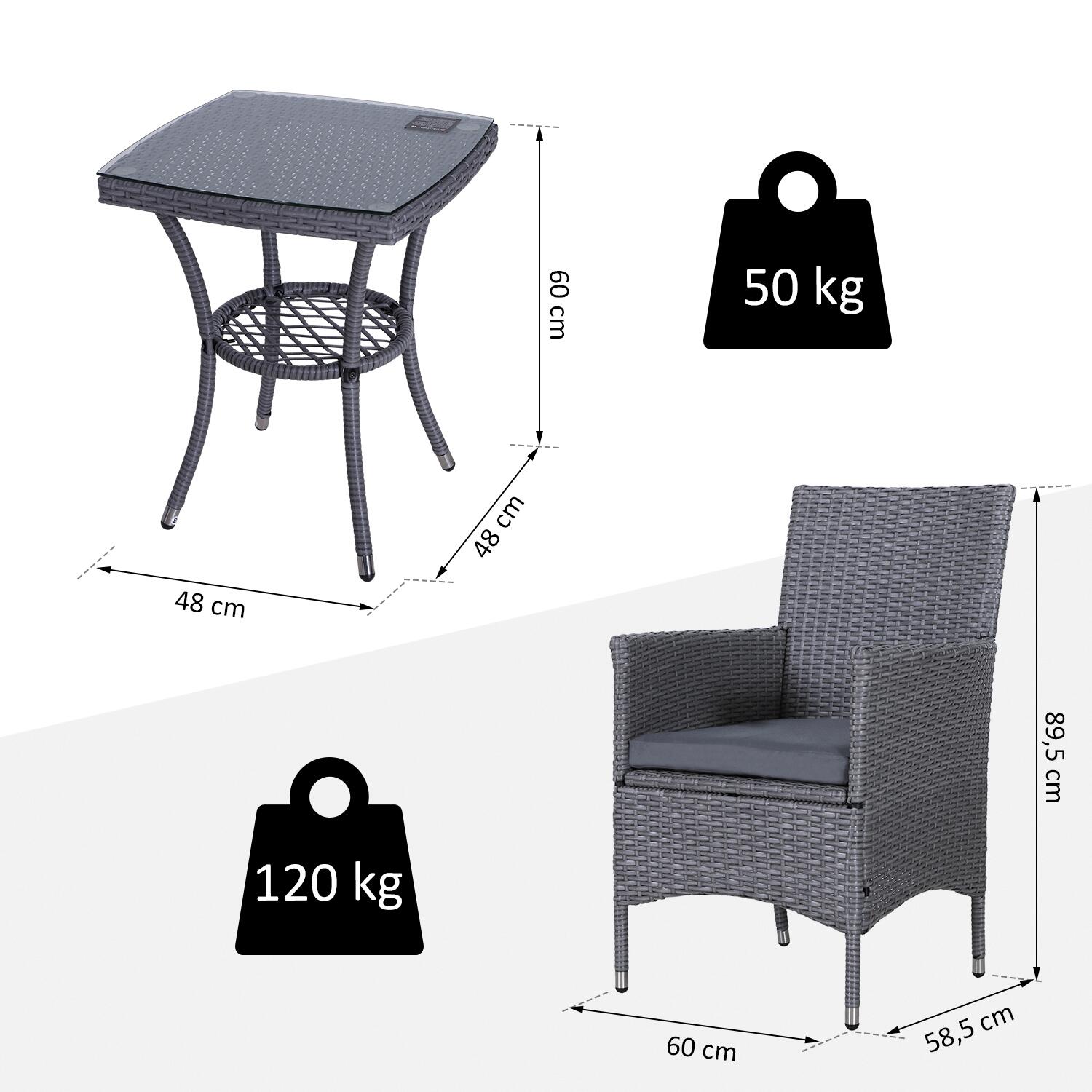 Outsunny Balkonset grau Stahl