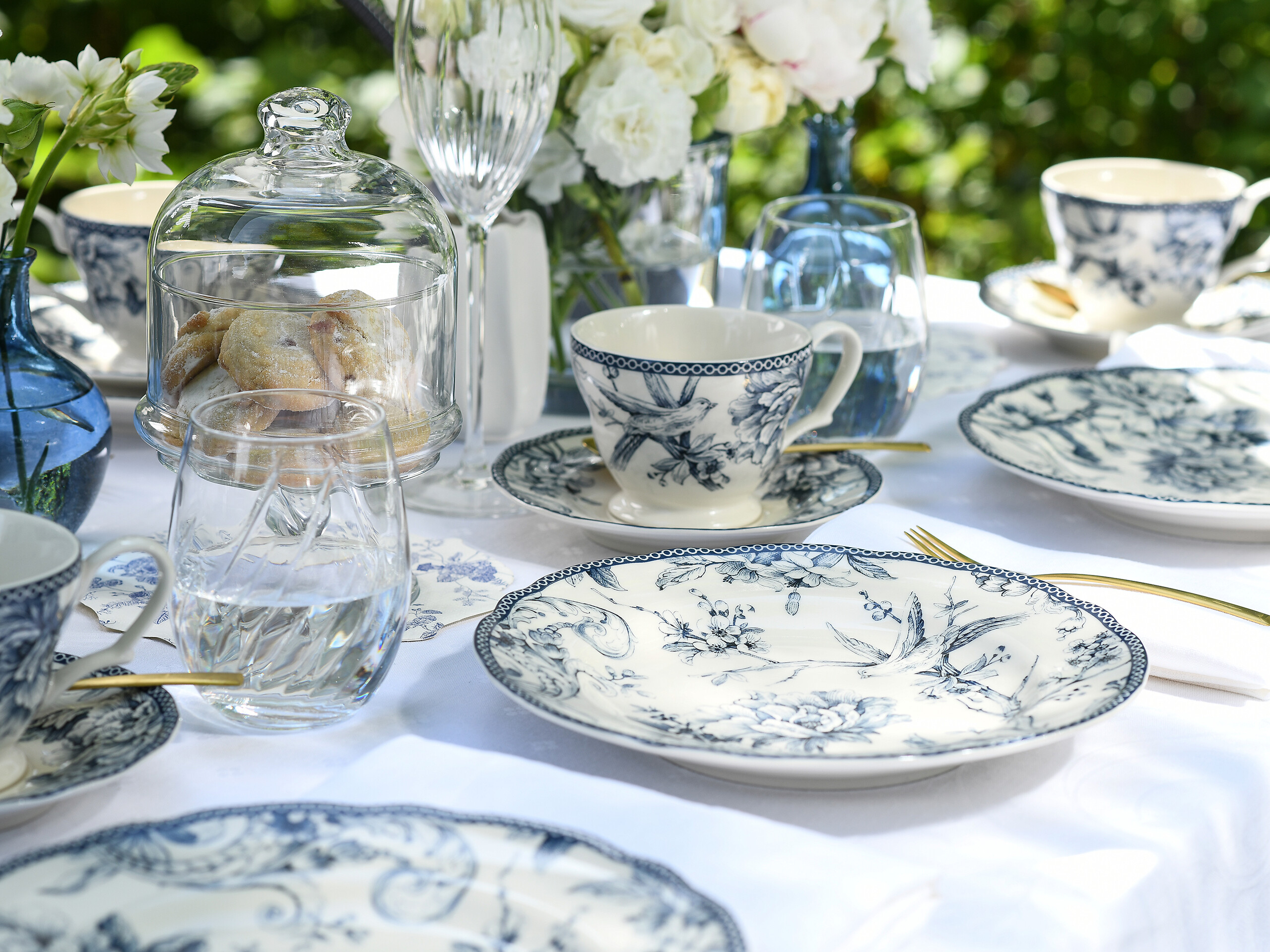 CreaTable Kaffeeservice Adelaide Blau blau Porzellan 12 tlg.