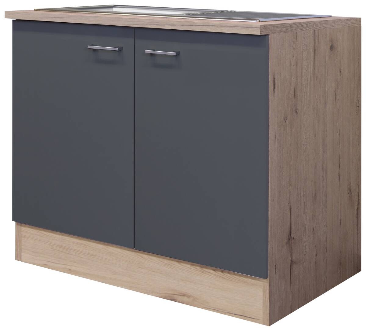 Spülenschrank Morena grau matt B/H/T: ca. 100x85x60 cm
