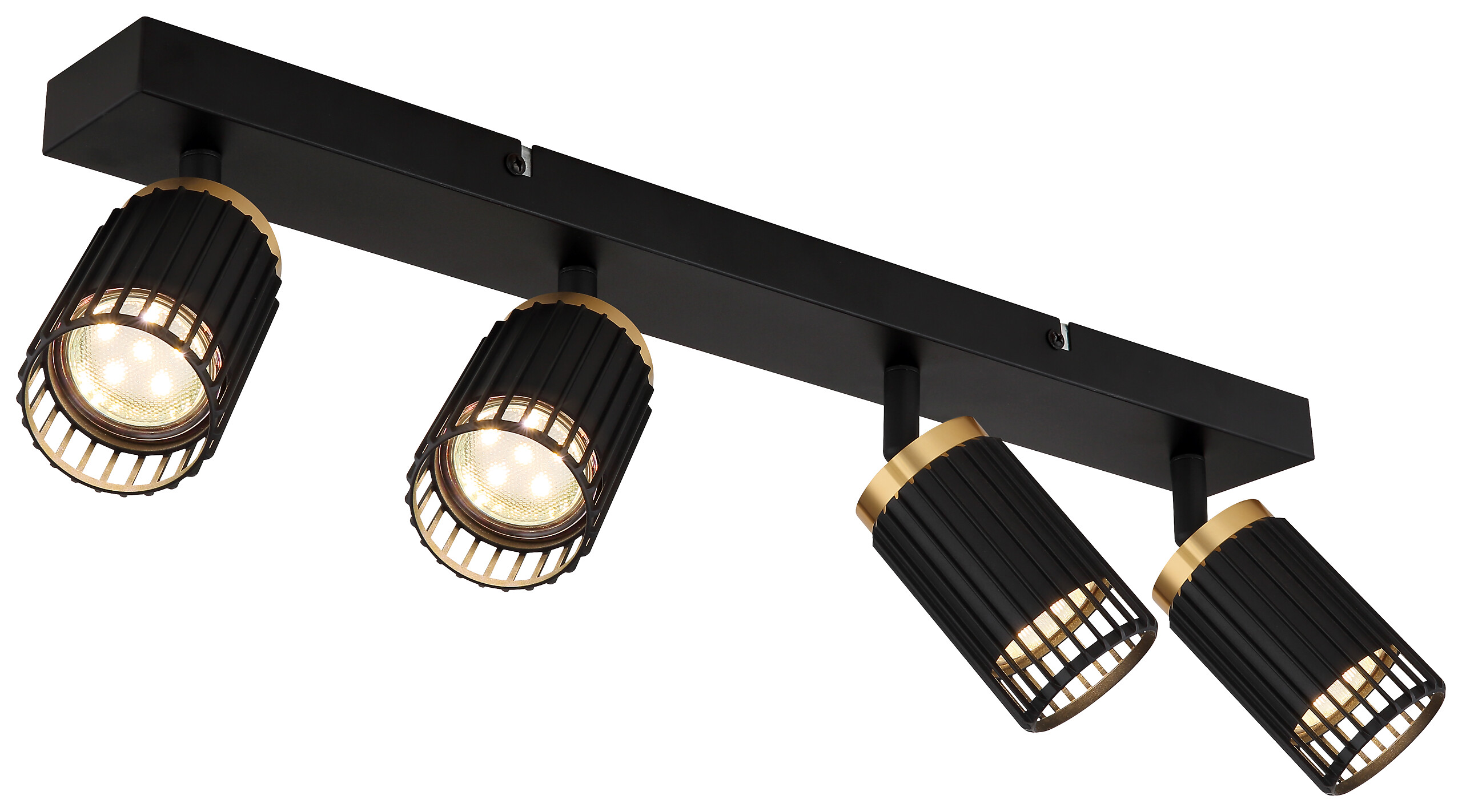 GLOBO Strahler mattschwarz Aluminium Metall B/H/T/L: ca. 12,5x15,5x53x53 cm GU10 4 Brennstellen