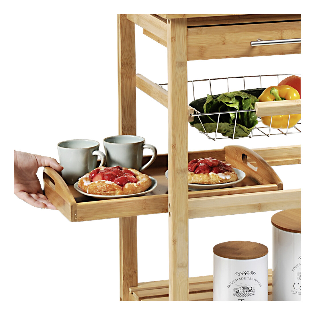 Kesper Küchenwagen natur Holz B/H/T: ca. 49x81x38 cm