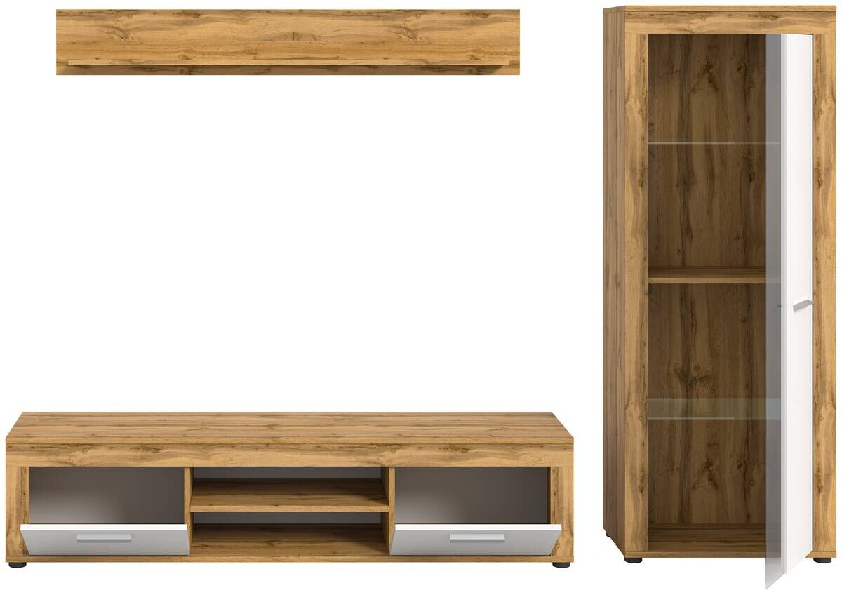 Wohnwand Jam Eiche Wotan Nachbildung weiß B/H/T: ca. 235x159x35 cm