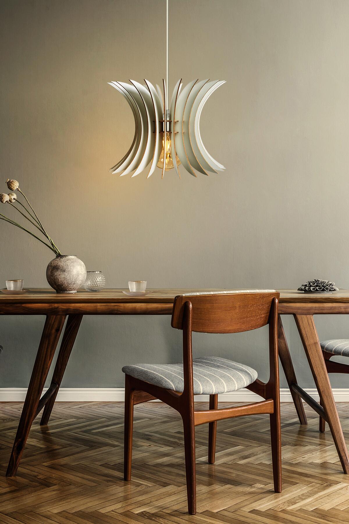 Opviq Pendelleuchte weiß MDF B/H/T/L/D: ca. 20x60x20x20x20 cm E27 1 Brennstellen