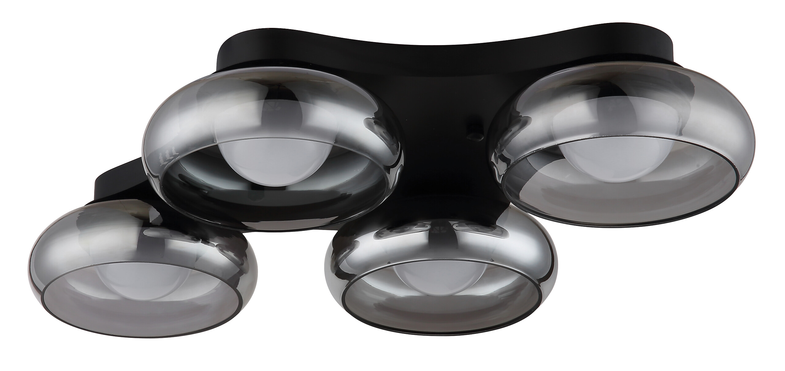 GLOBO Deckenleuchte Opal Rauch schwarz Metall Glas Acryl B/H/L: ca. 46x10x65 cm 1 Brennstellen