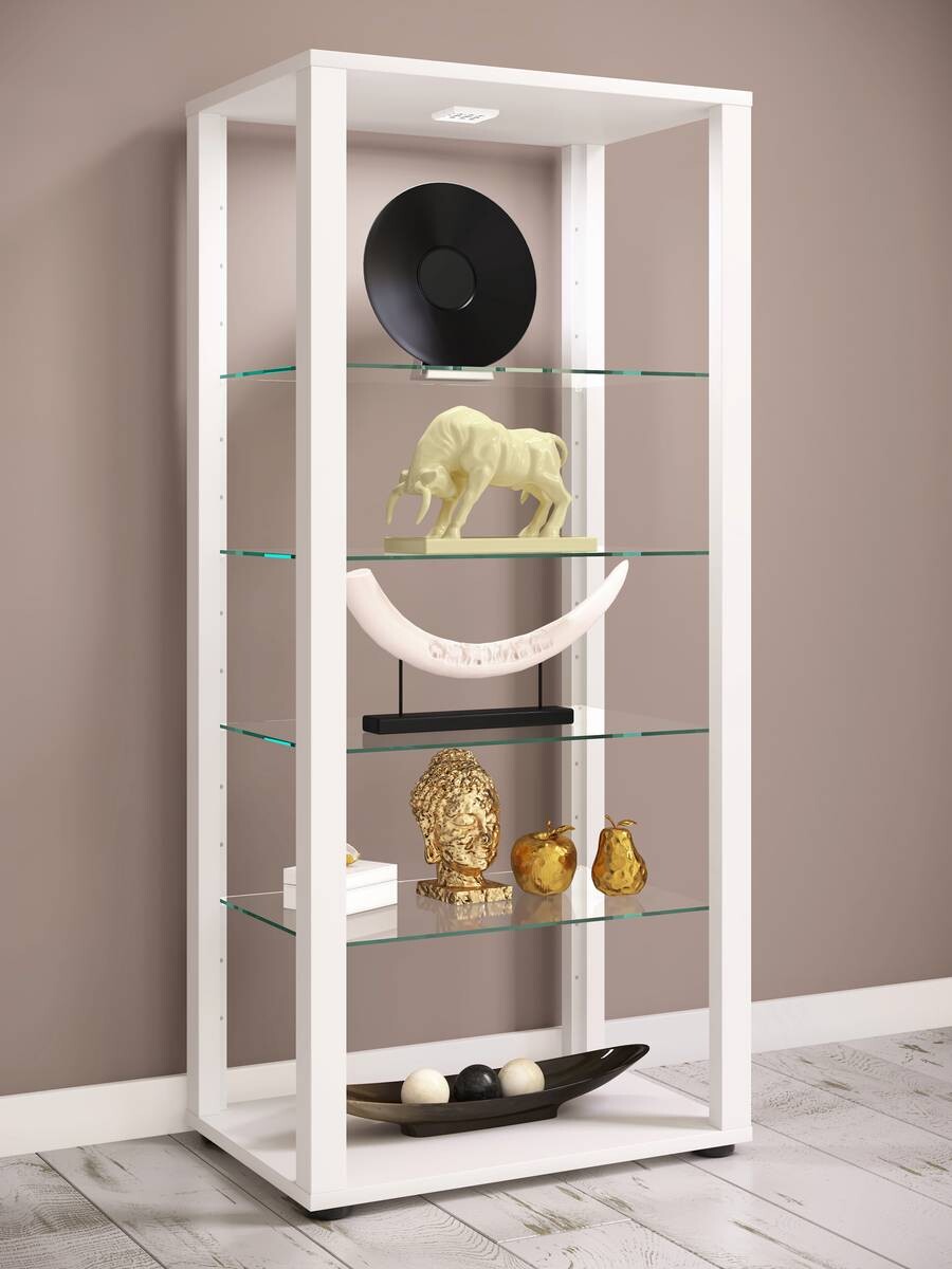 Standvitrine Glasol weiß Holzwerkstoff Glas B/H/T: ca. 52x118x35 cm