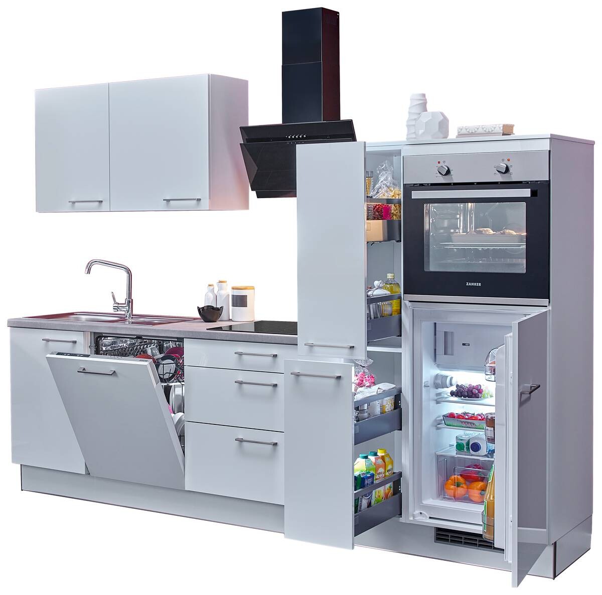 artego Küchenblock Eco weiß Lack Hochglanz B/T: ca. 280x60 cm