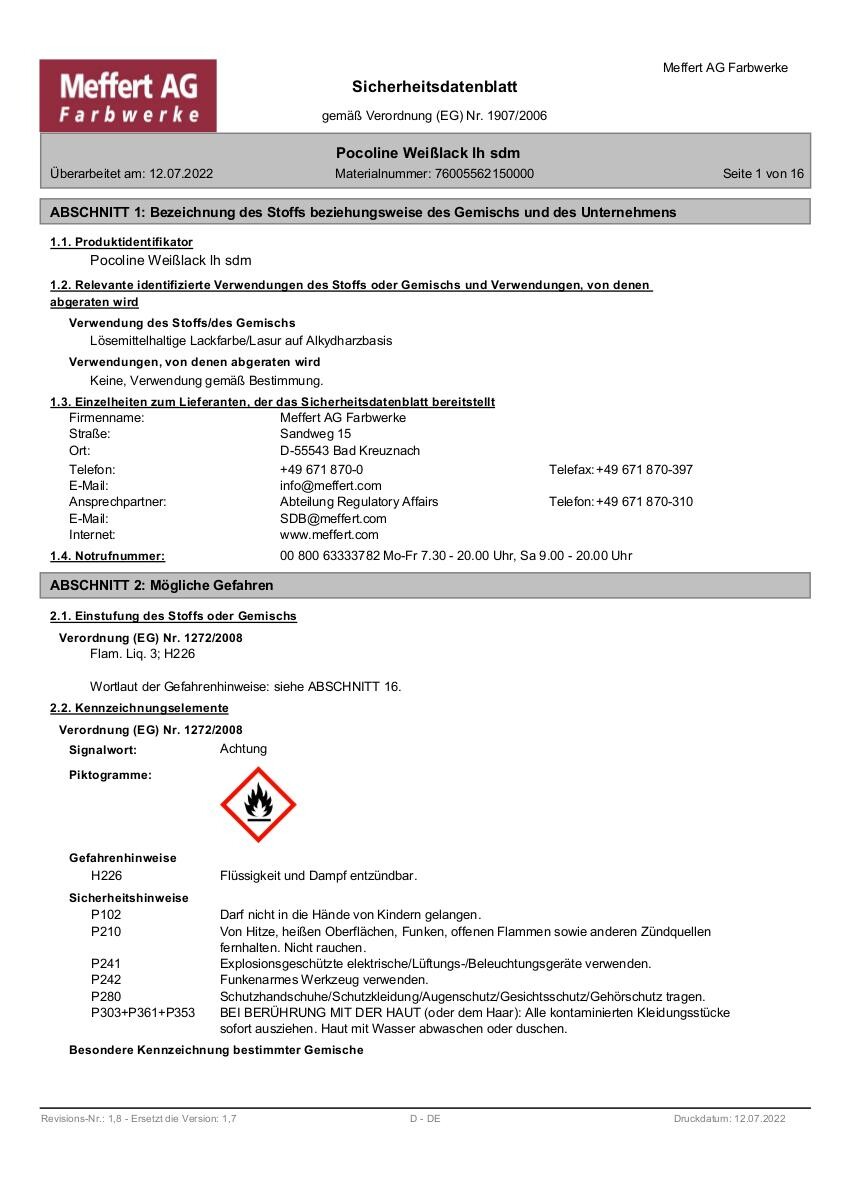 POCOline Weißlack weiß seidenmatt ca. 0,25 l