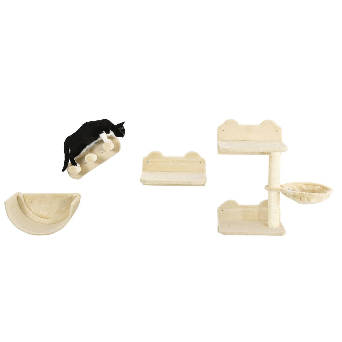 PawHut Katzen Kletterwand beige Polyester B/H/L: ca. 28x73x40 cm