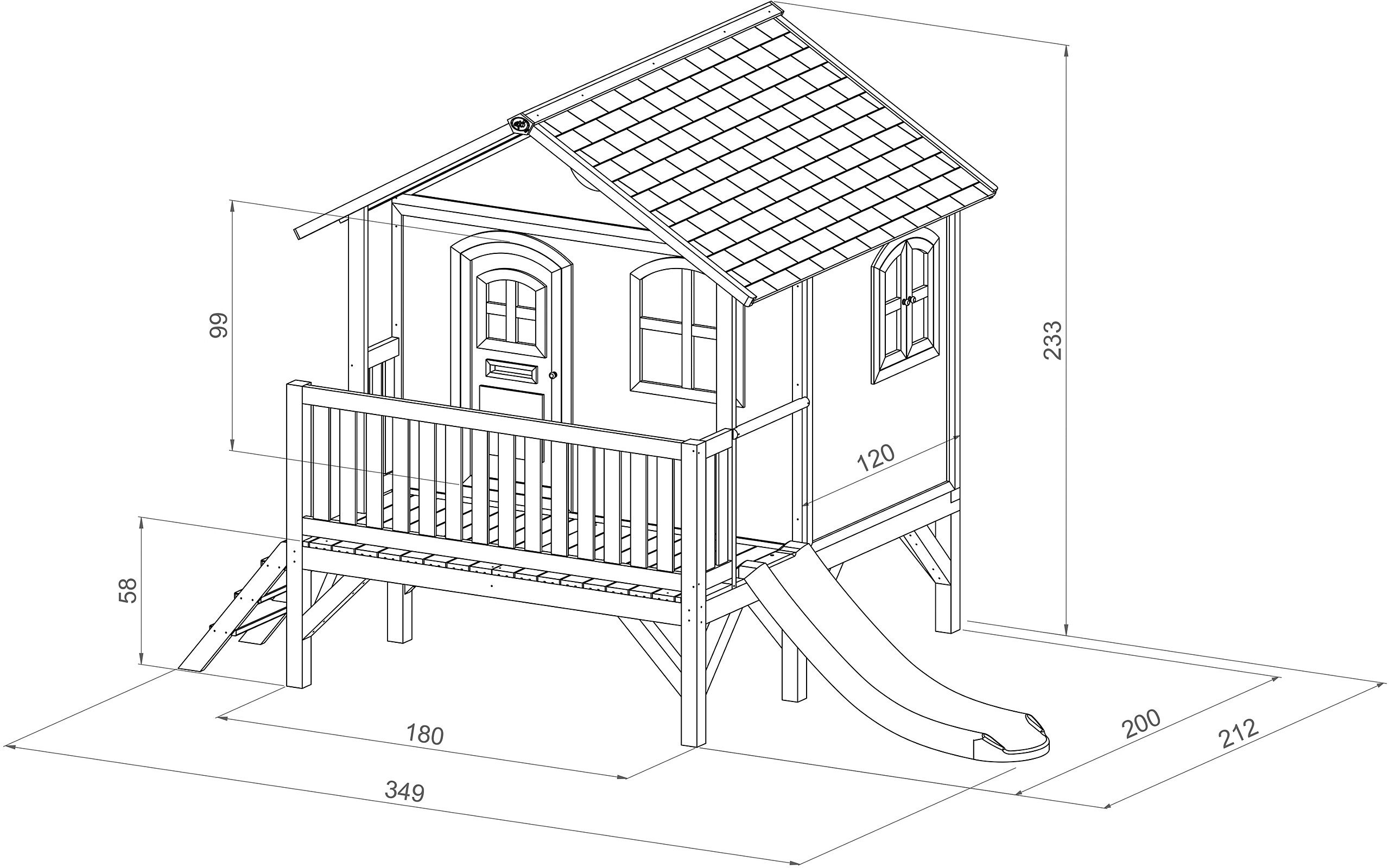 AXI Spielhaus Stef braun B/H/L: ca. 349x233x212 cm