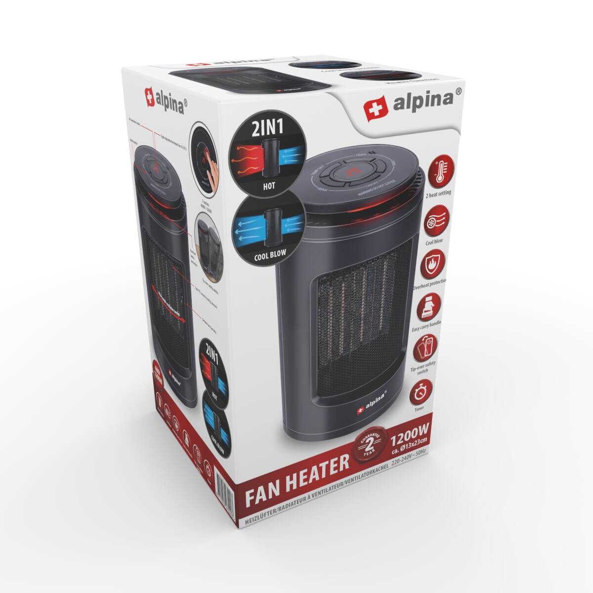 alpina Heizlüfter HP-12AR H/D: ca. 23x13 cm ca. 1200 W