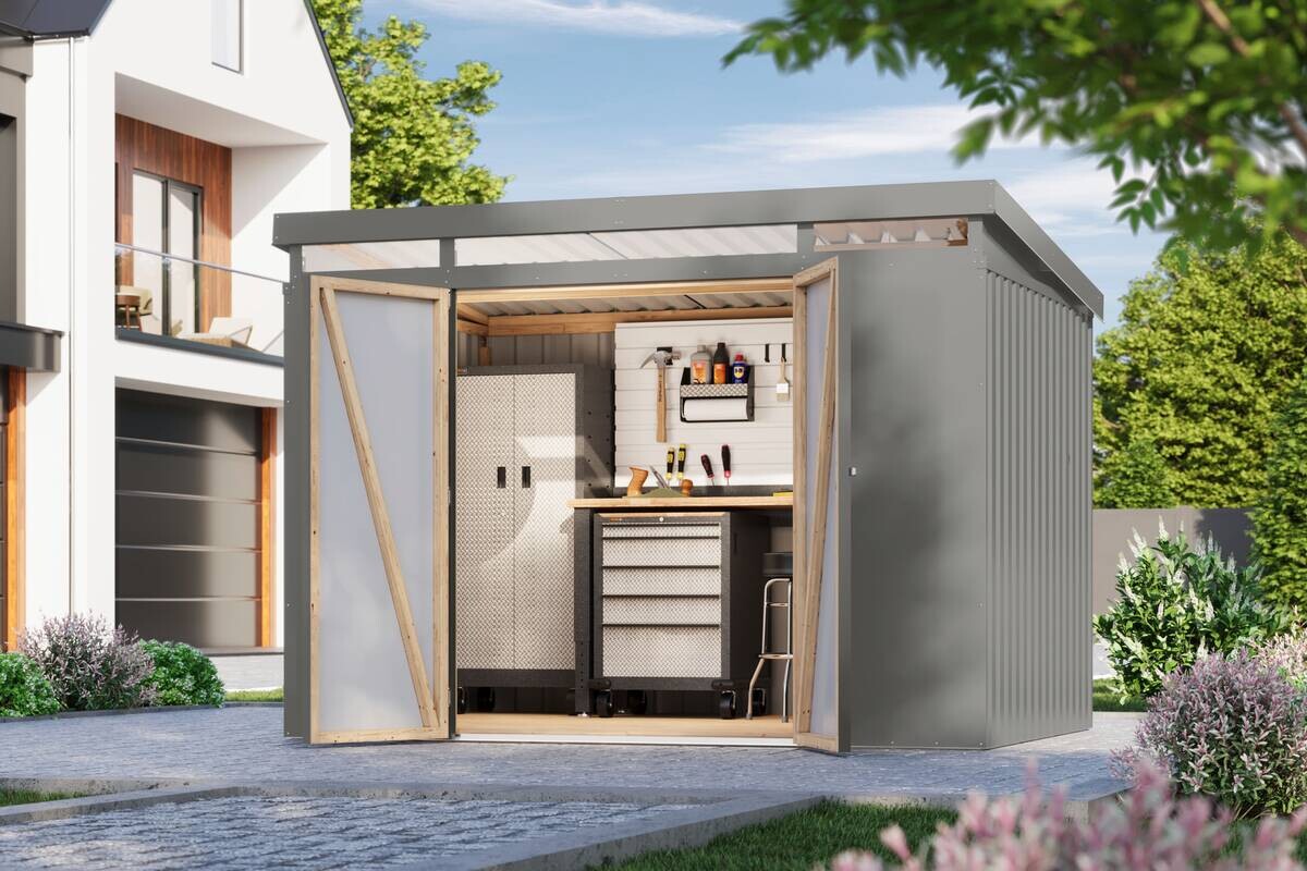 Karibu Gartenhaus Indra 3 grau B/H/T: ca. 289x213x206 cm