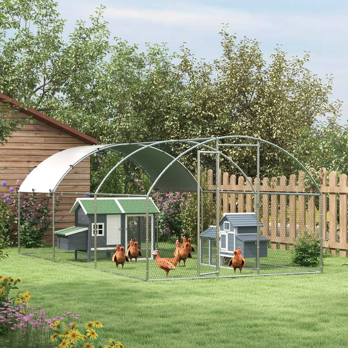 PawHut Zwerghühnerstall grau Holz B/H/L: ca. 54x87x150,5 cm