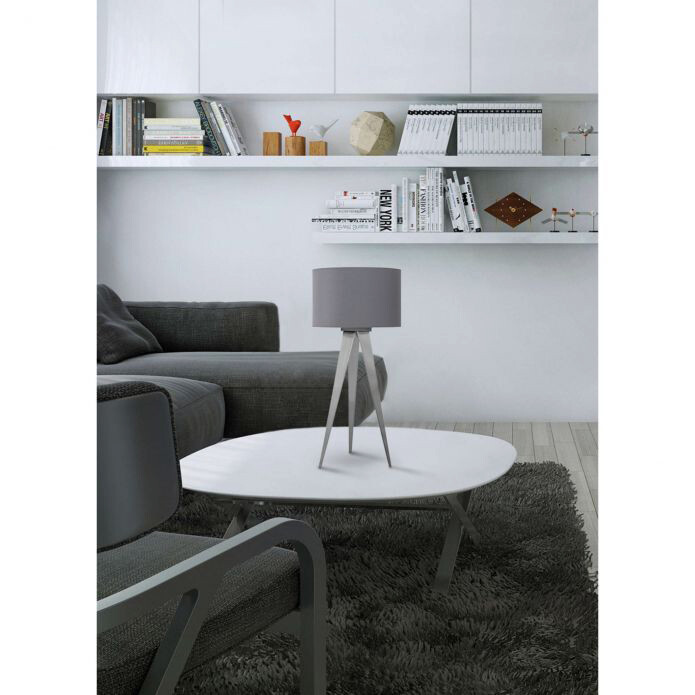 Näve Leuchten Hockerleuchte  NV3134316 grau Holz Stoff H/D: ca. 62x28 cm 1 Brennstellen