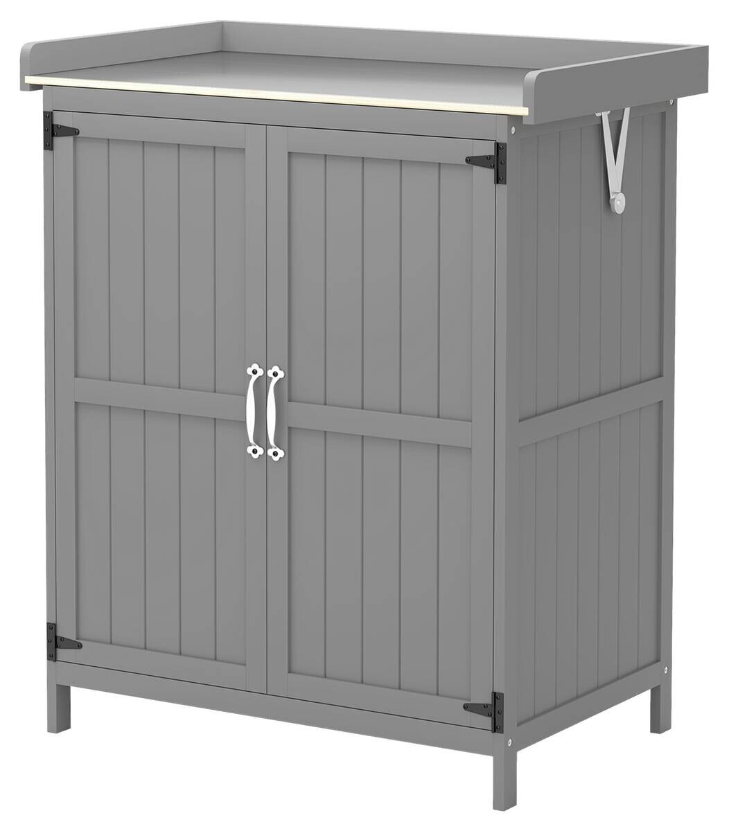 Outsunny Gartenschrank grau Edelstahl B/H/L: ca. 43x88x74 cm