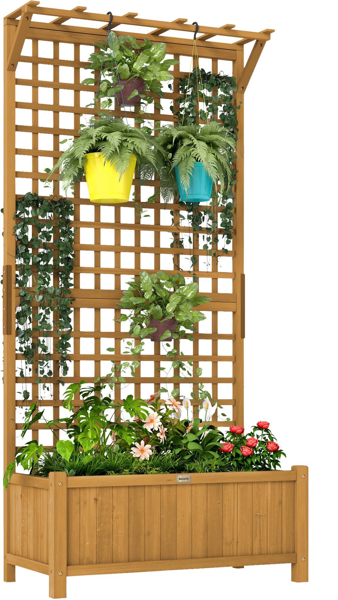 Outsunny Hochbeet gelb Holz B/H/L: ca. 45x183x90 cm