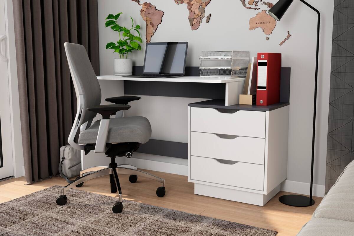 Schreibtisch BELFAST weiß anthrazit B/H/T: ca. 138x83,5x51,5 cm