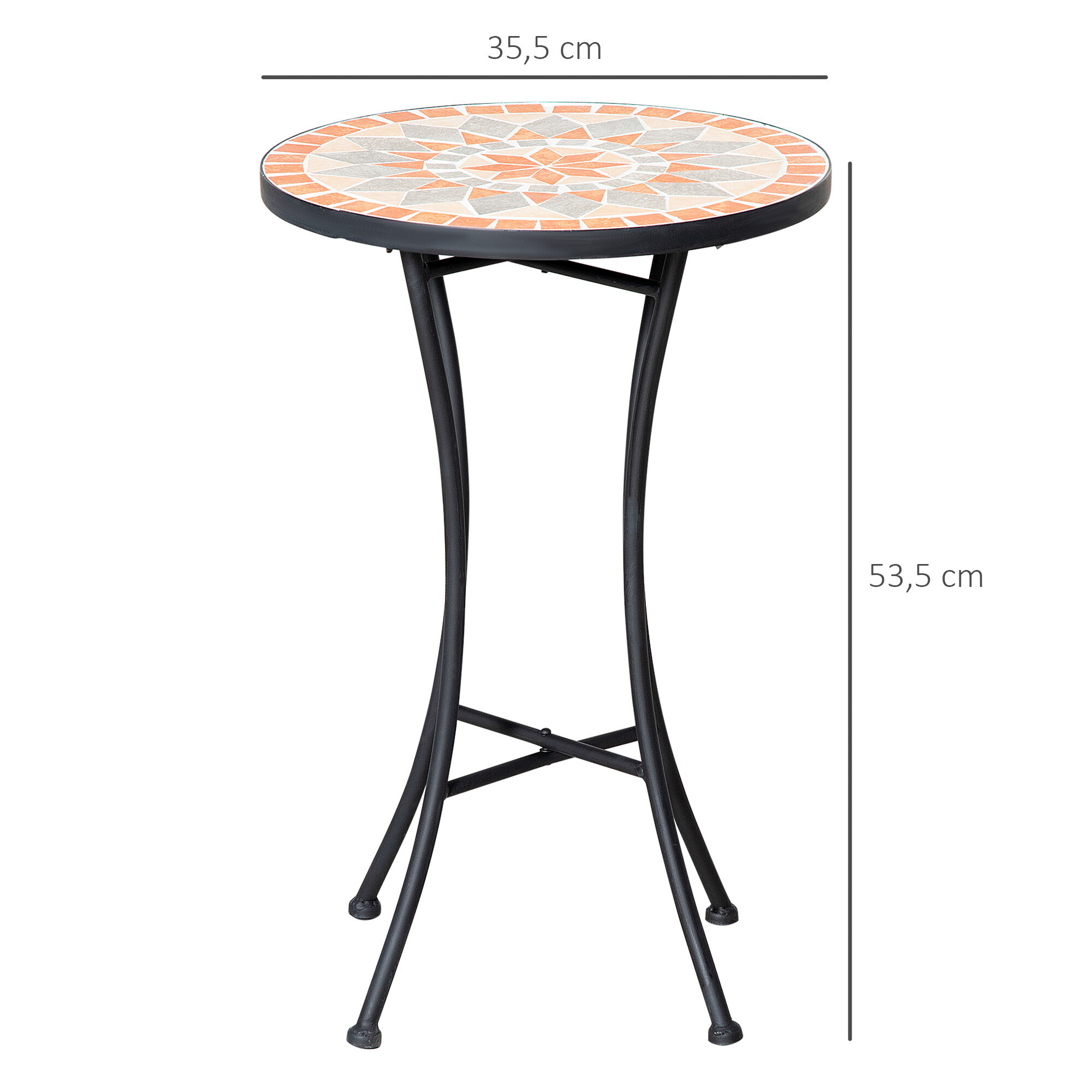 Outsunny Gartentisch schwarz Keramik H/D: ca. 54x36 cm