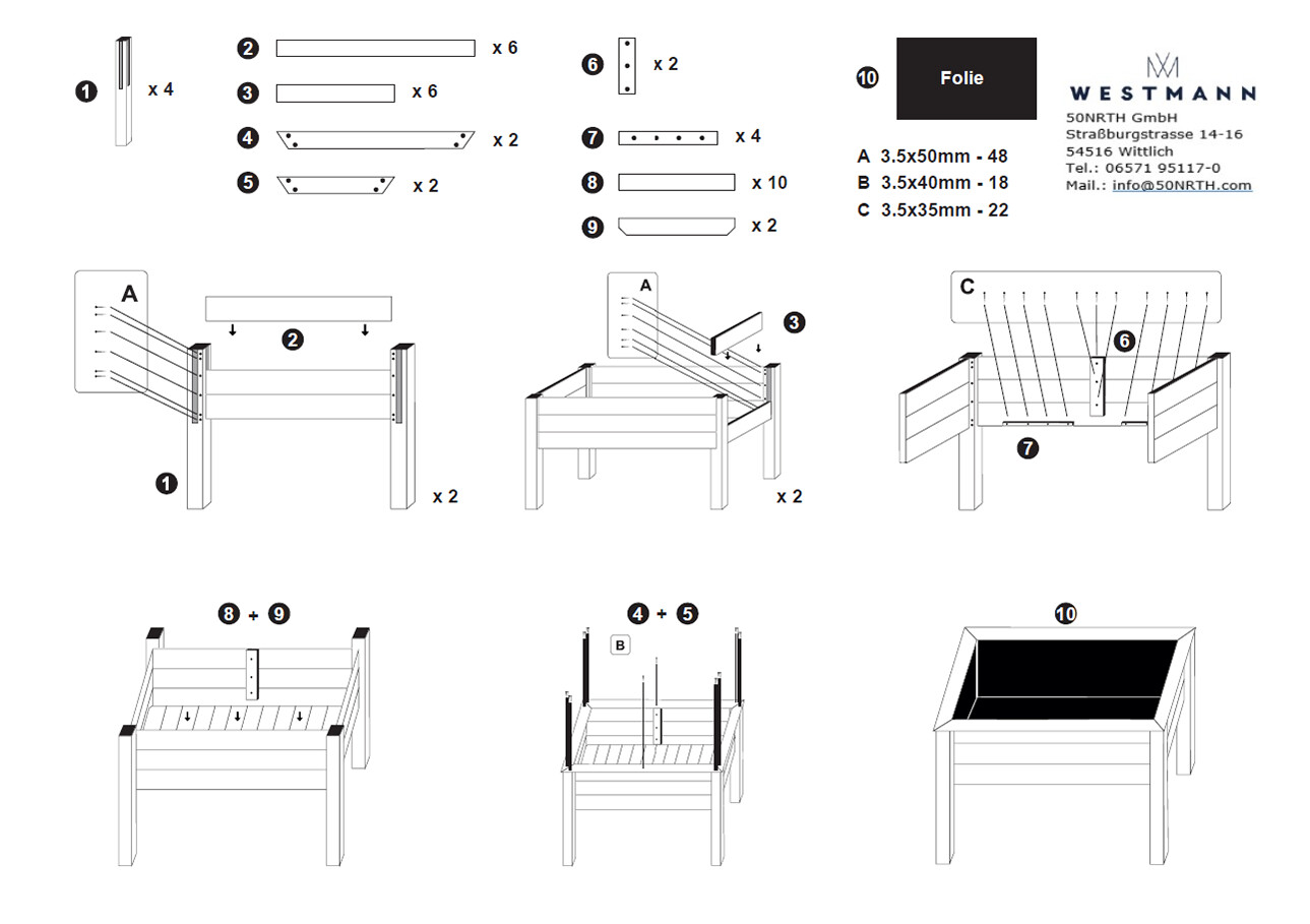 Westmann Stelzenhochbeet natur Lärche H/T/L: ca. 75x65x120 cm