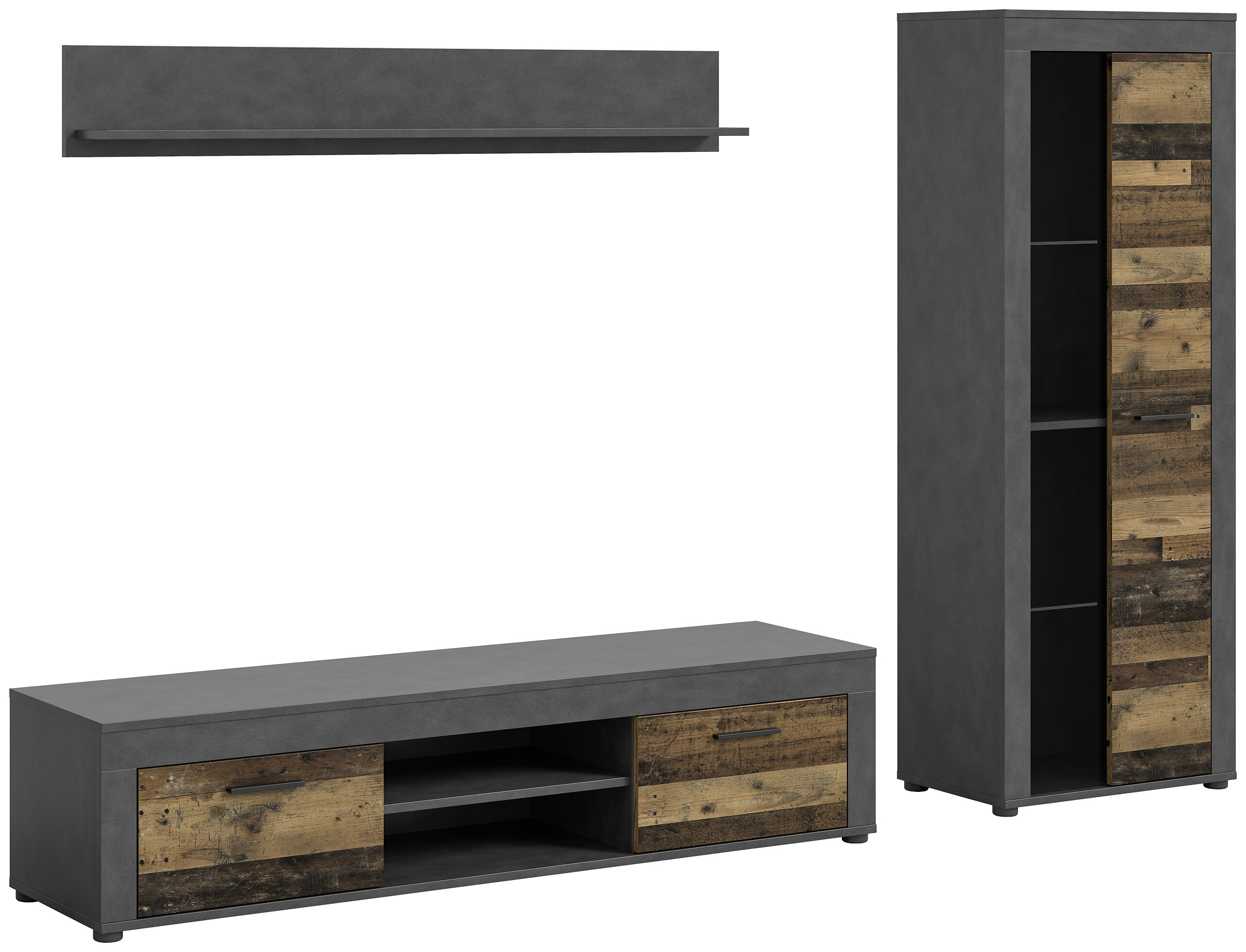 Wohnwand Jam Matera Nachbildung Old Wood Nachbildung B/H/T: ca. 159x235x35 cm