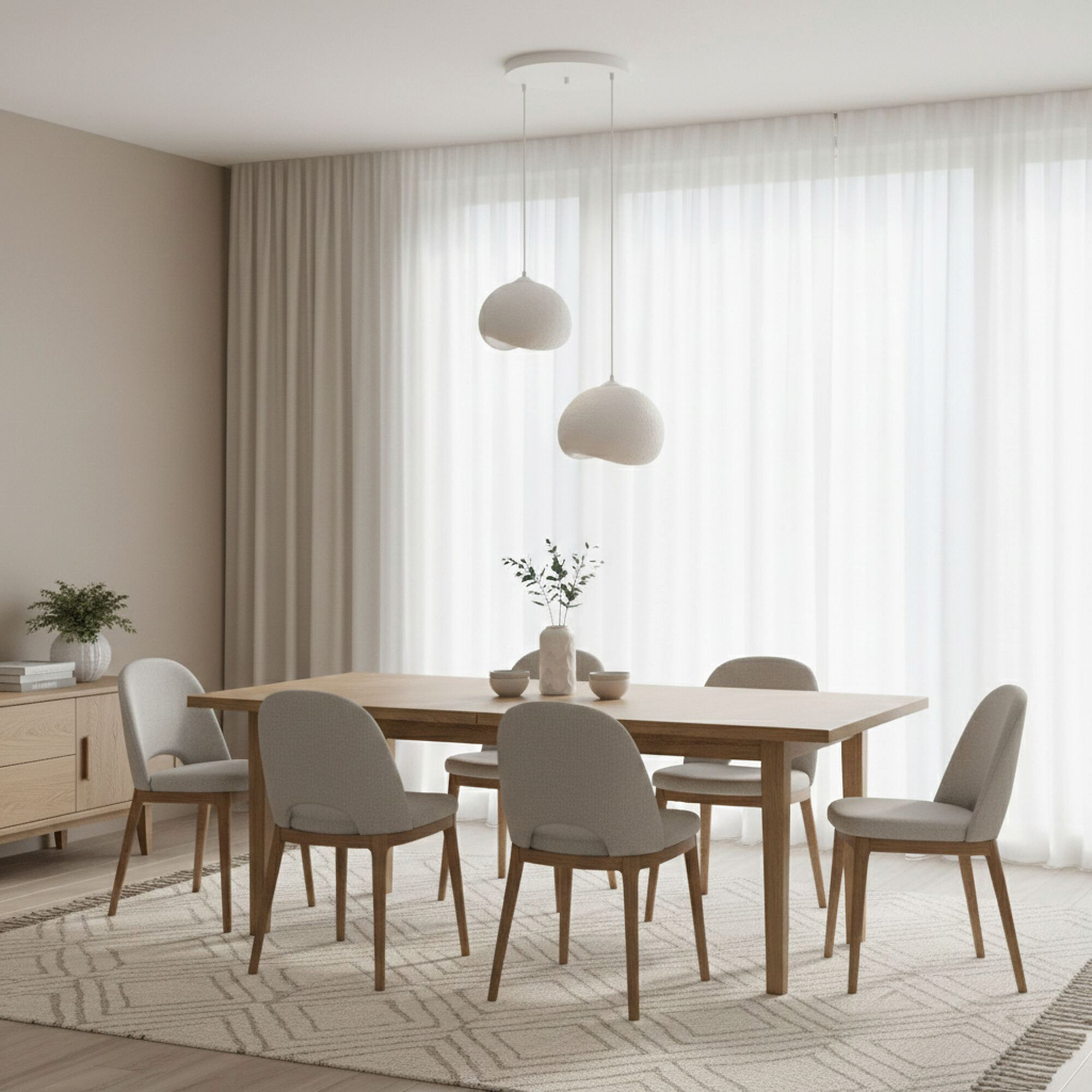 Opviq Pendelleuchte Yontu-15852 weiß Polyester-Mischgewebe Metall B/H/L: ca. 29x120x34 cm E27 2 Brennstellen